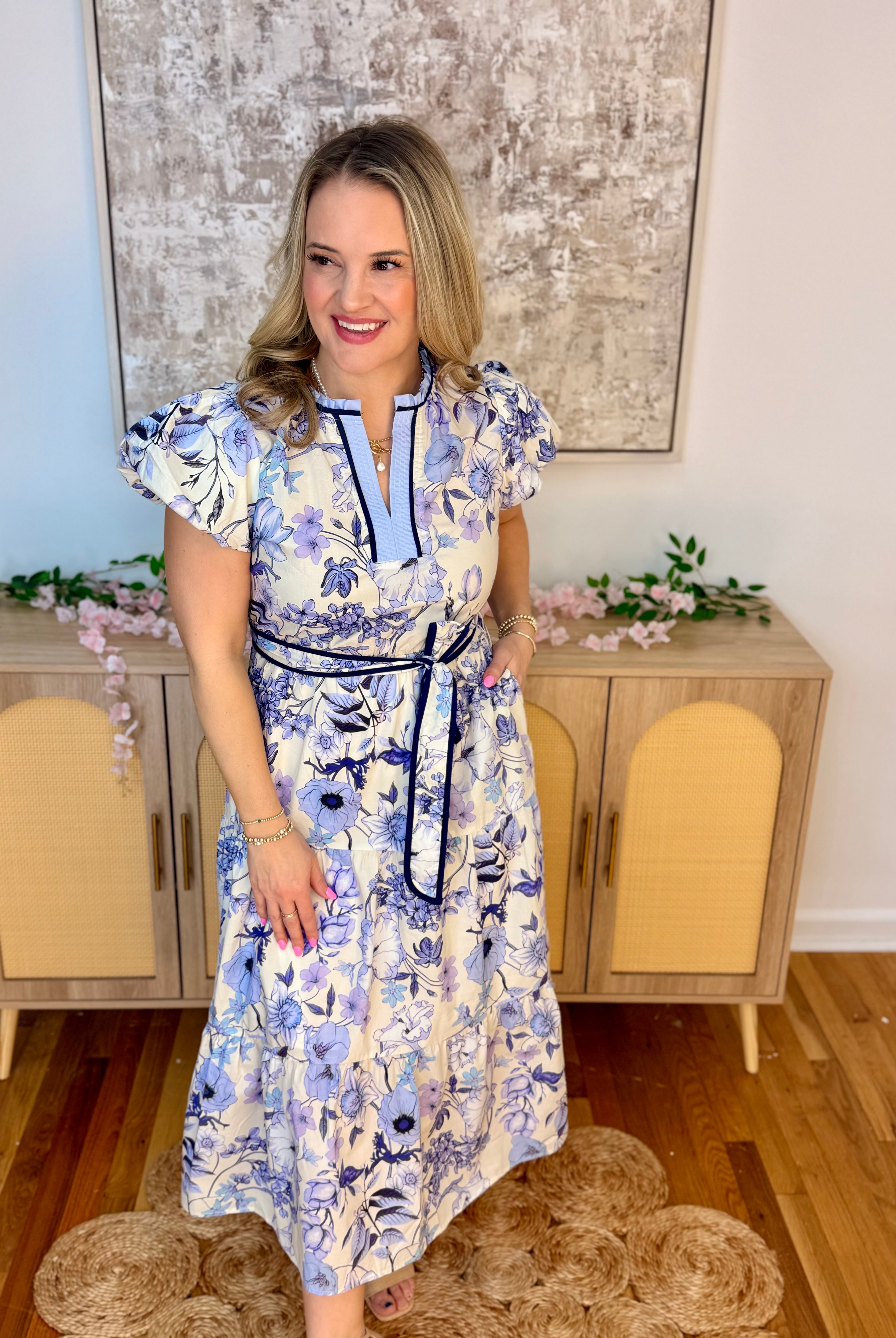 Perfect in Periwinkle Midi Dress-180 Dresses-Doe and Rae-The Lovely Closet, Women's Fashion Boutique in Alexandria, KY