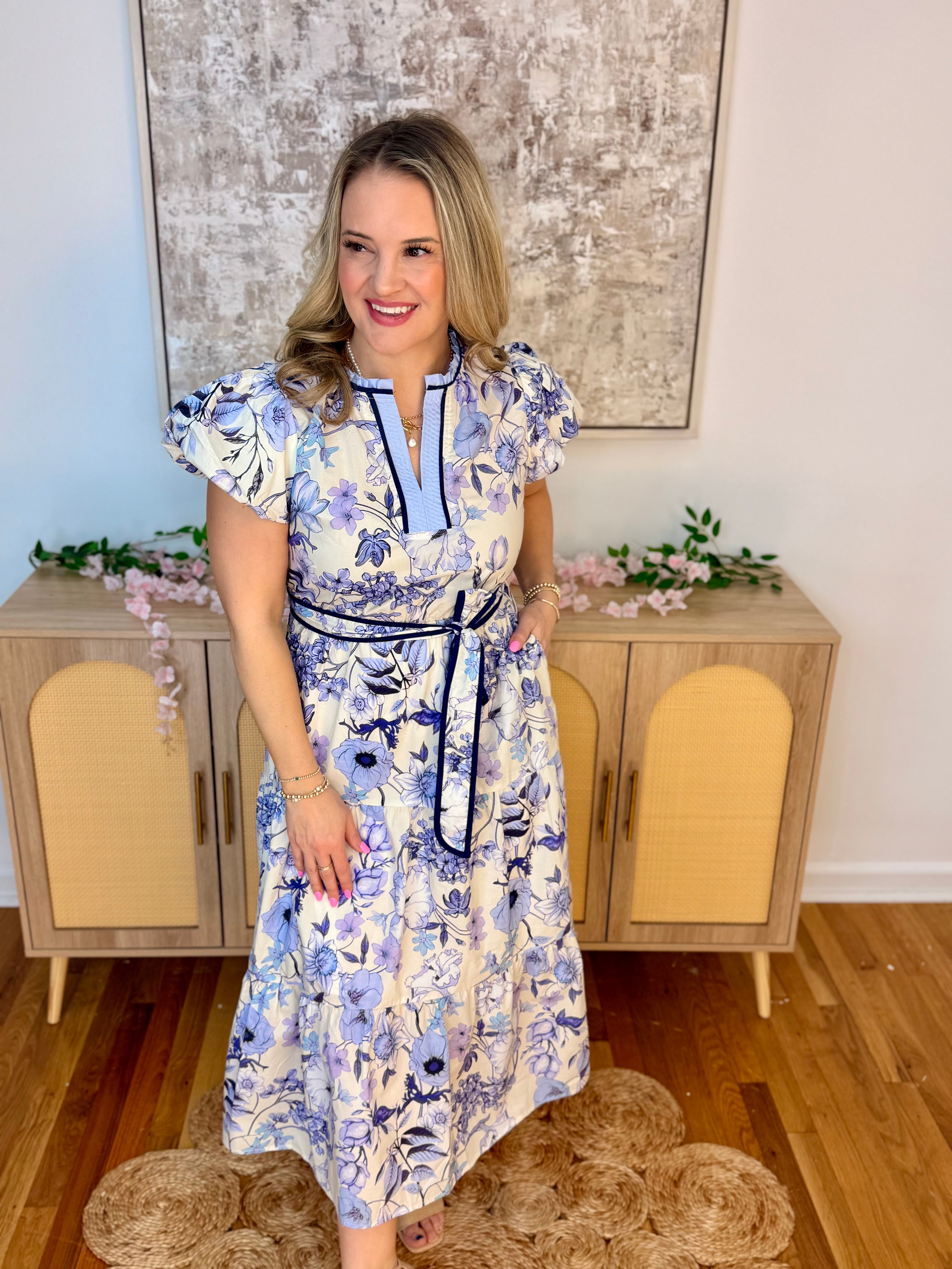 Perfect in Periwinkle Midi Dress-180 Dresses-Doe and Rae-The Lovely Closet, Women's Fashion Boutique in Alexandria, KY