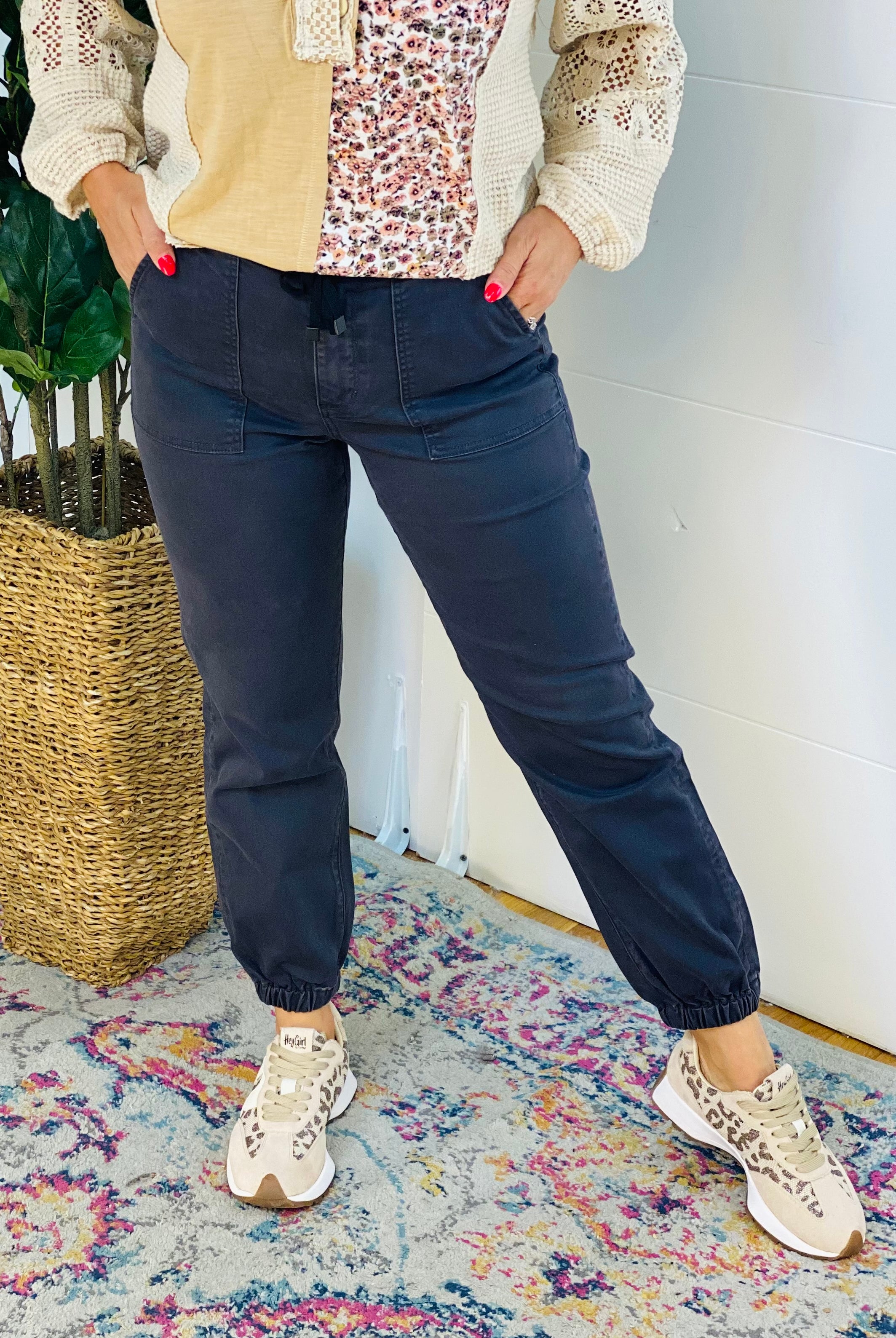 MICA Jogger Pants Charcoal Grey-210 Jeans-Mica Denim-The Lovely Closet, Women's Fashion Boutique in Alexandria, KY