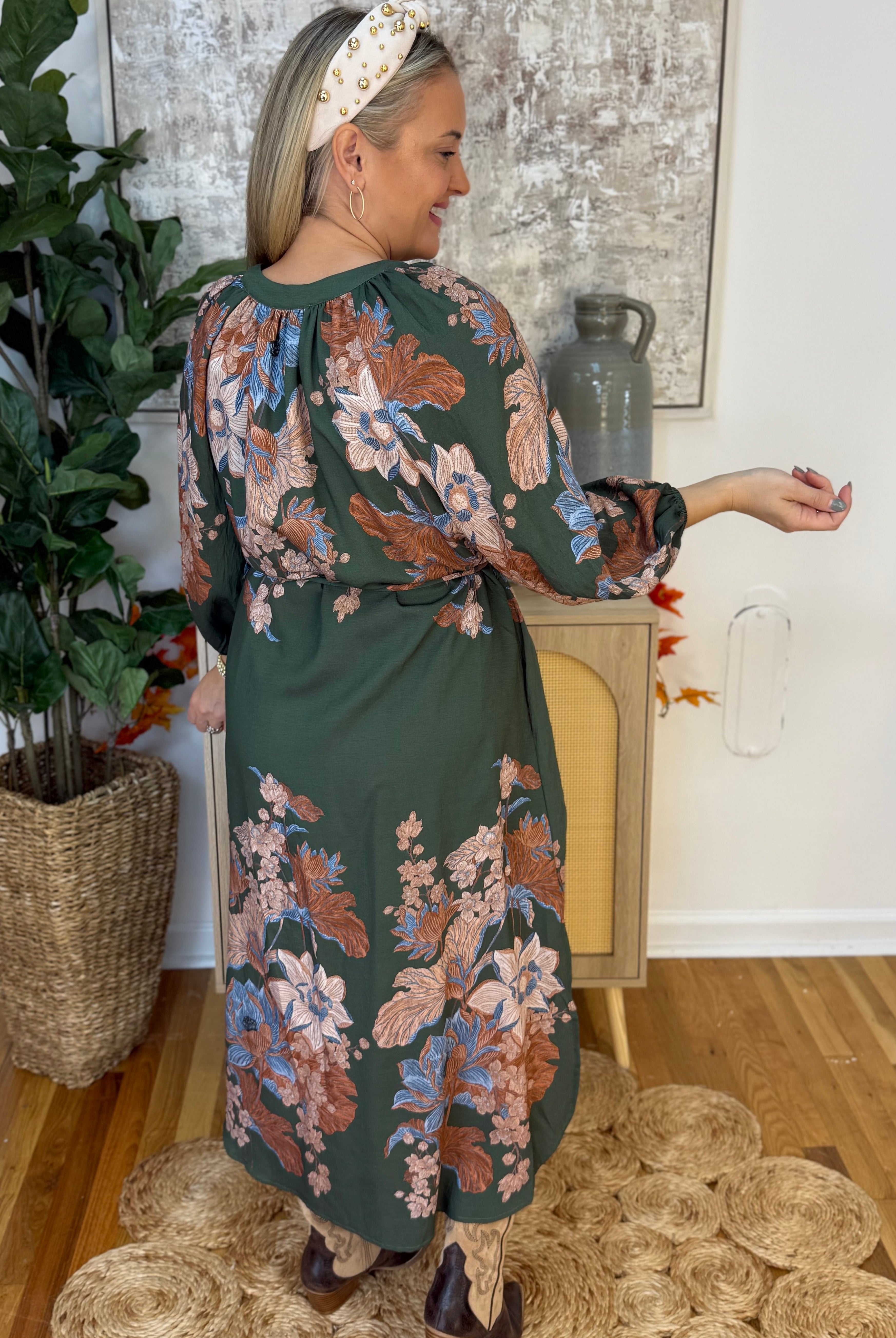 Autumn Escape Midi Dress-180 Dresses-Entro-The Lovely Closet, Women's Fashion Boutique in Alexandria, KY