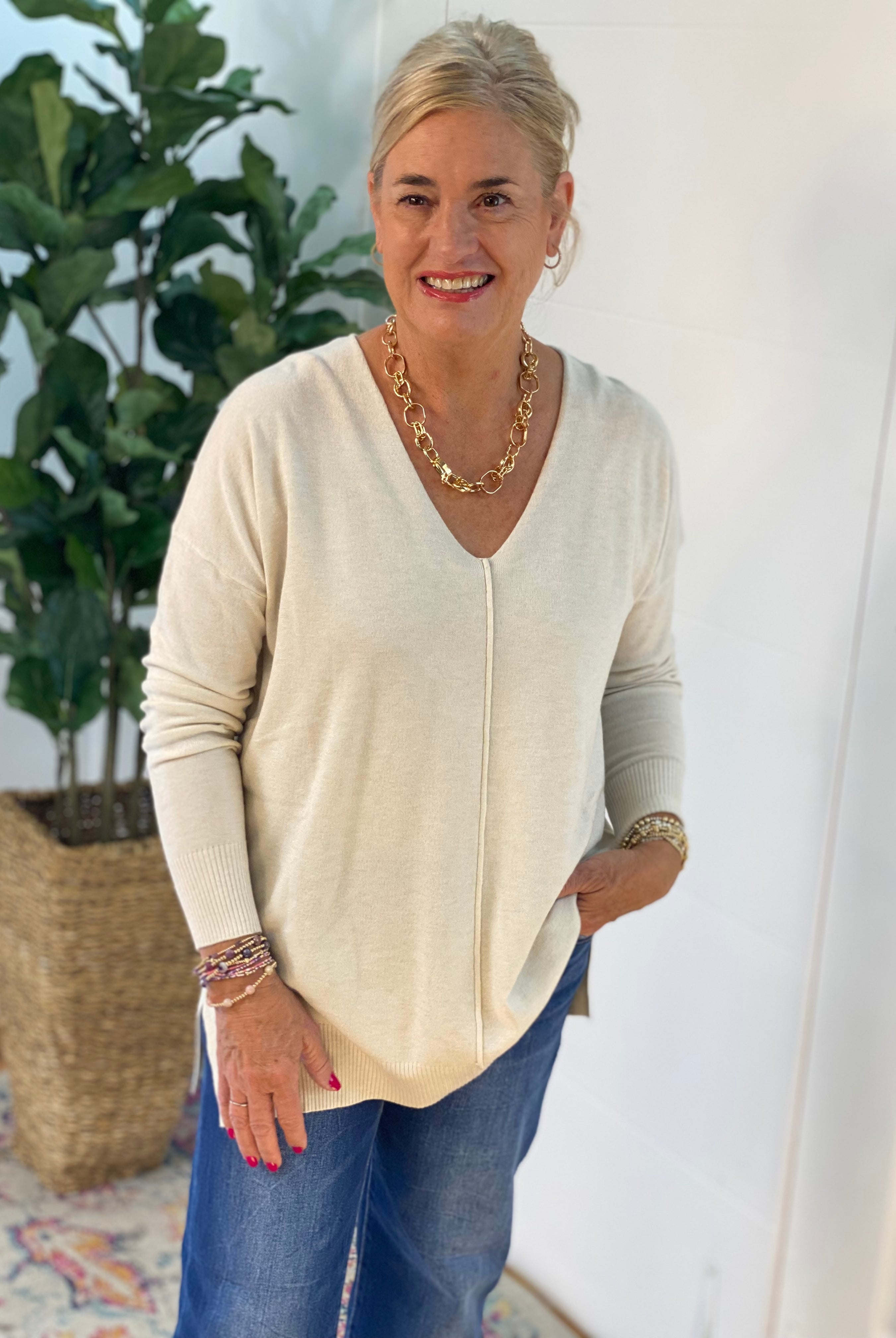 Dream Sweater - Sand Beige-140 Sweaters-zenana-The Lovely Closet, Women's Fashion Boutique in Alexandria, KY