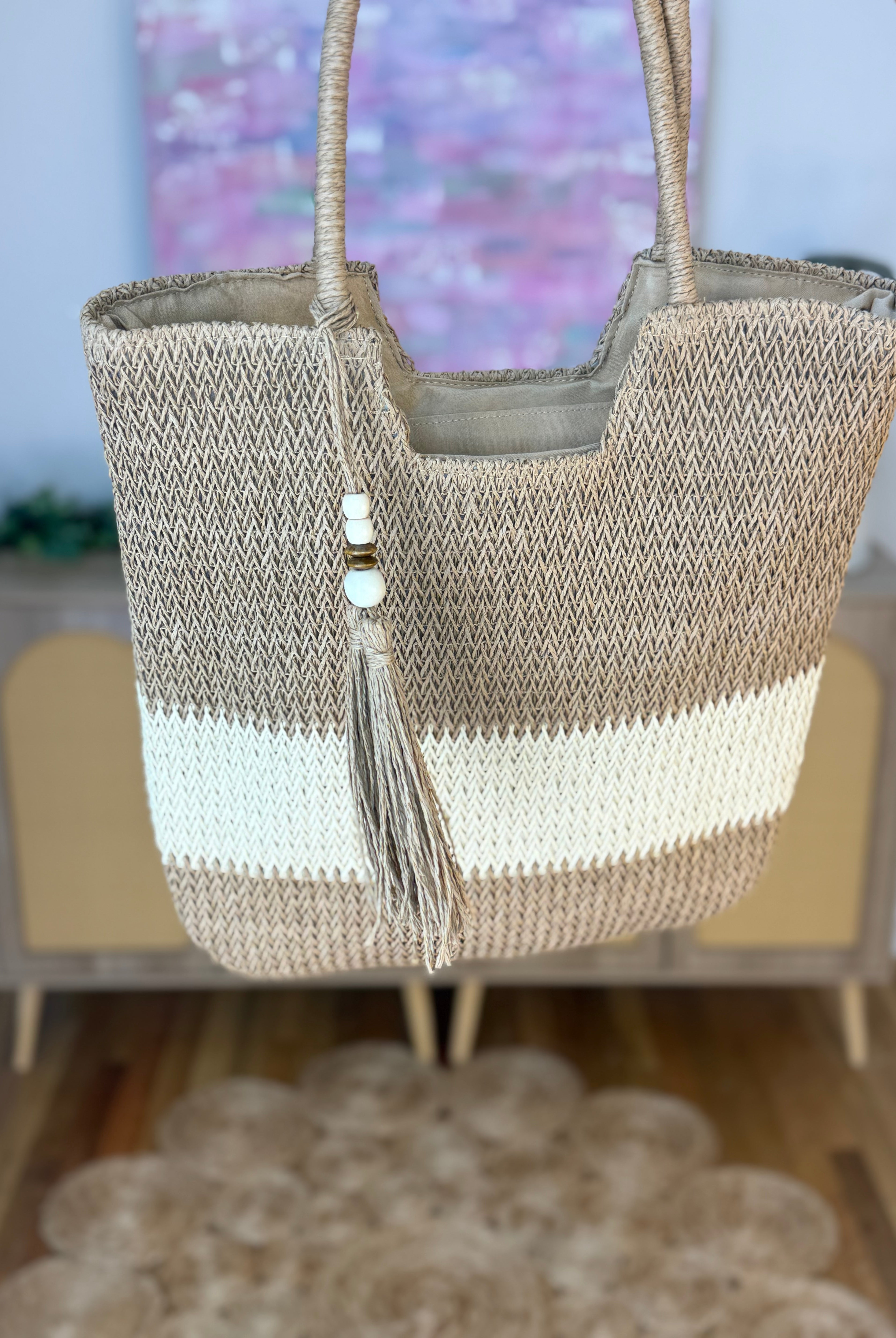 Straw Tote with Tassle-The Lovely Closet-The Lovely Closet, Women's Fashion Boutique in Alexandria, KY