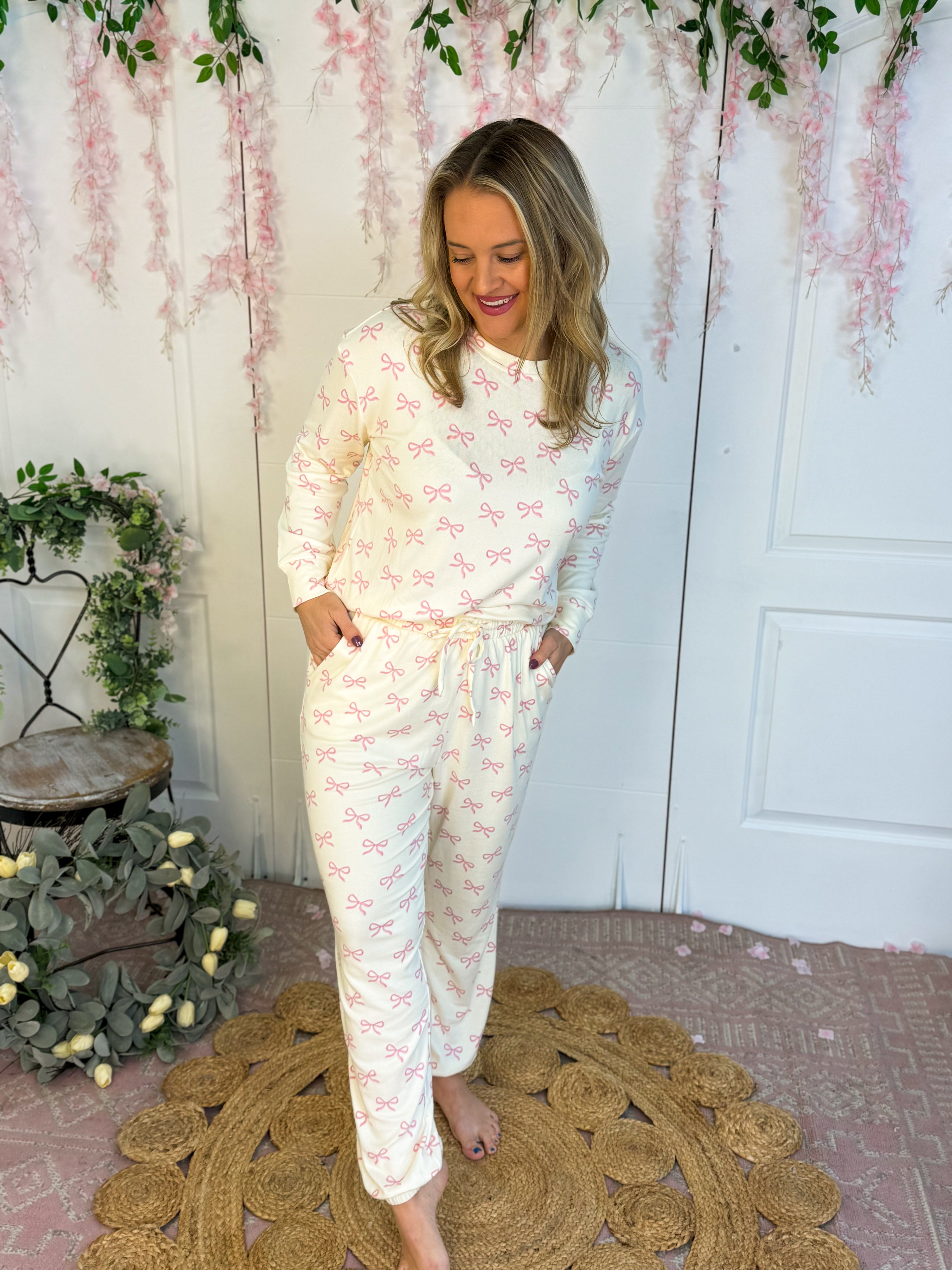 Mary Square Sophie Bows Jogger Set-190 Rompers/Jumpsuits/Sets-Mary Square-The Lovely Closet, Women's Fashion Boutique in Alexandria, KY