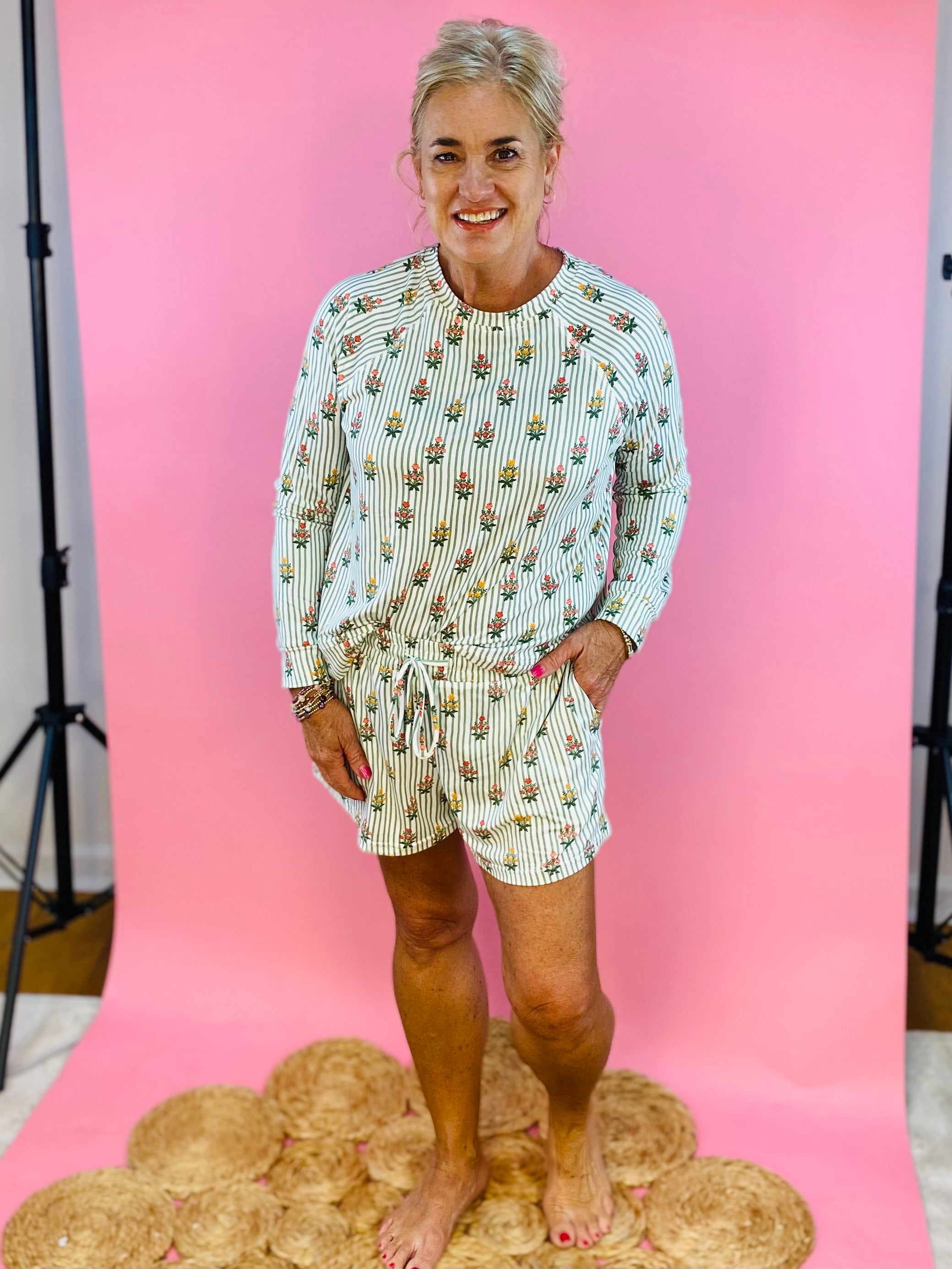 Mary Square Luxury Pajamas - Cottage Stripes-310 Gift-Mary Square-The Lovely Closet, Women's Fashion Boutique in Alexandria, KY