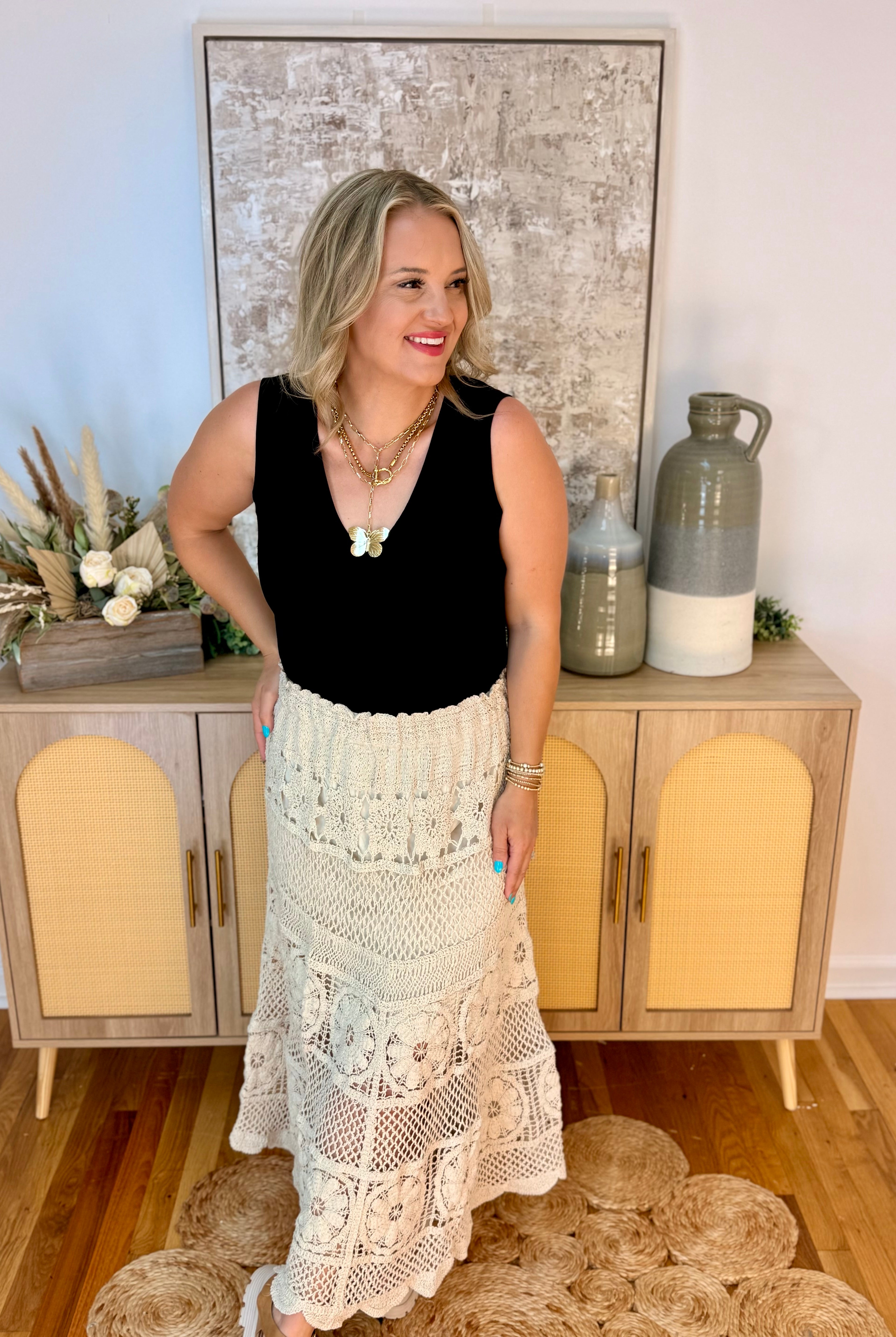 Sandy Toes Midi Skirt-230 Skirts/Shorts-Doe and Rae-The Lovely Closet, Women's Fashion Boutique in Alexandria, KY