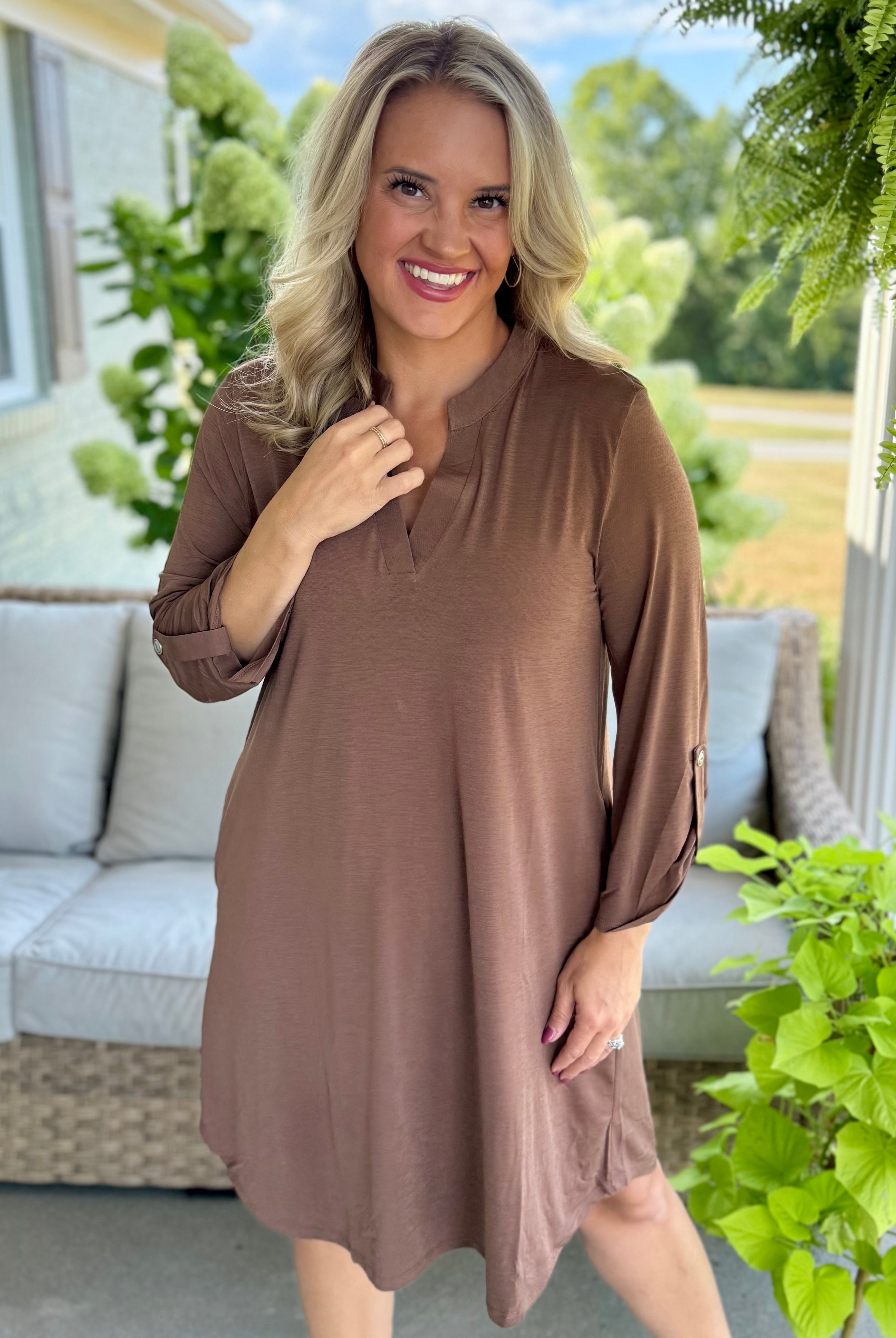 Everly Essential Dress - Mocha-180 Dresses-Dear Scarlett-The Lovely Closet, Women's Fashion Boutique in Alexandria, KY