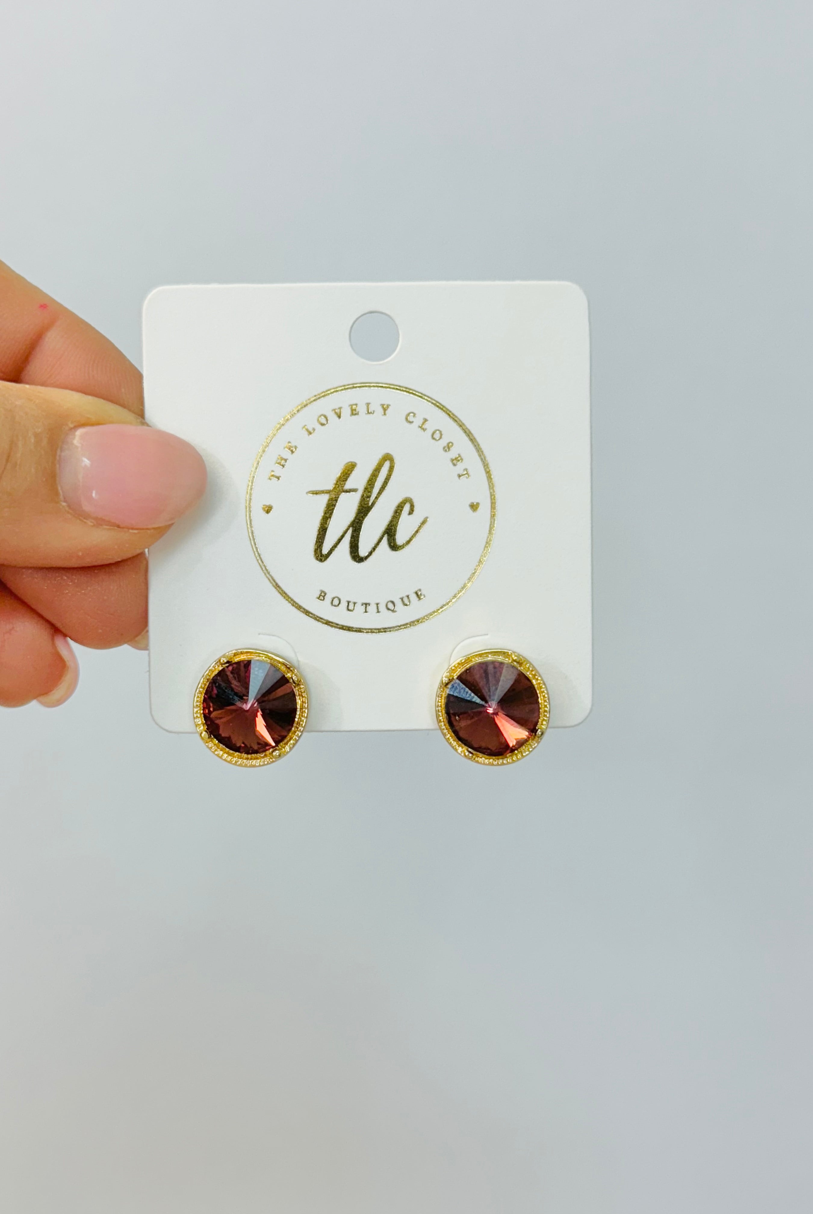 Burgundy Stud Earrings-250 Jewelry-The Lovely Closet-The Lovely Closet, Women's Fashion Boutique in Alexandria, KY