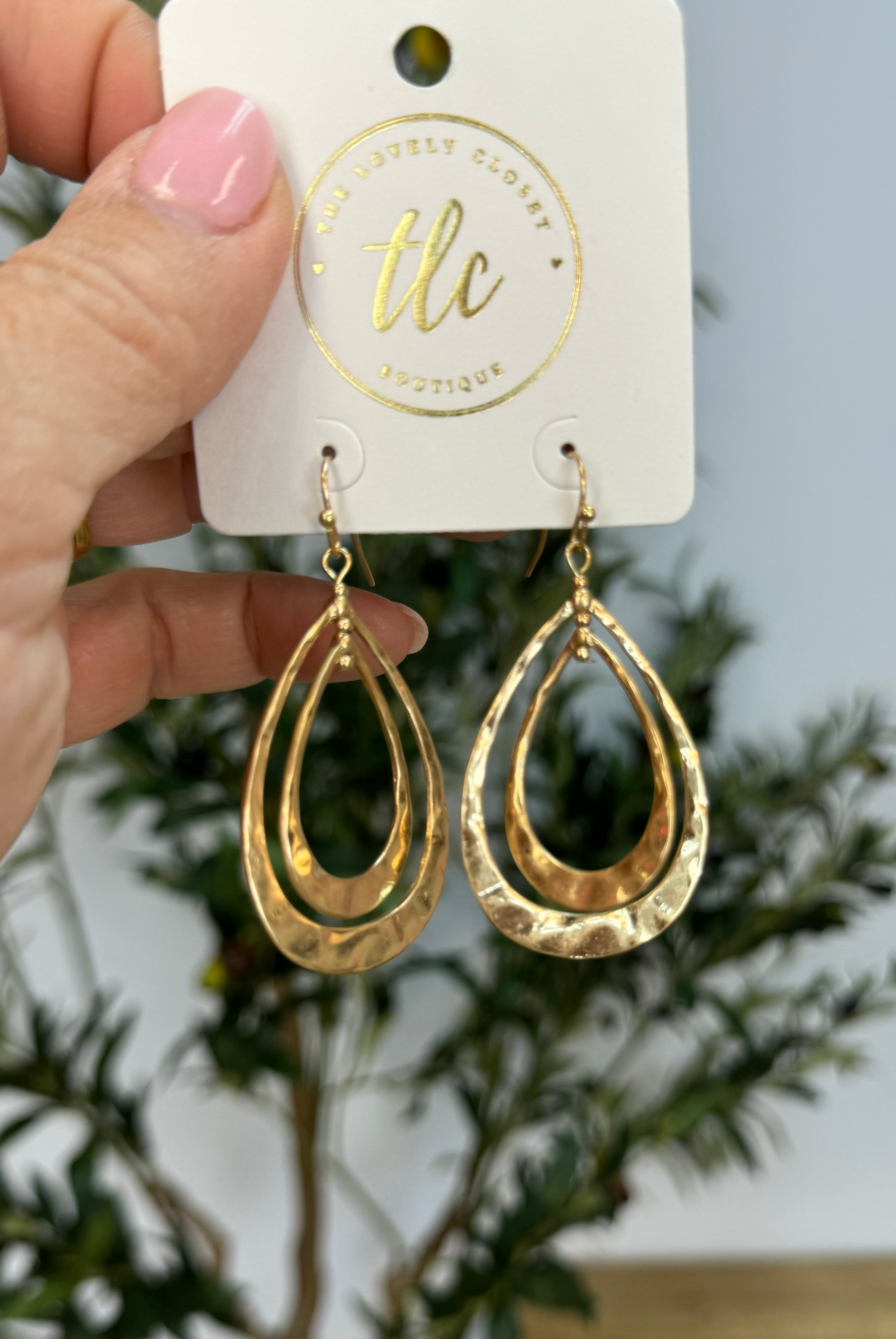 Hammered Metal Teardrop Earrings - Gold-250 Jewelry-The Lovely Closet-The Lovely Closet, Women's Fashion Boutique in Alexandria, KY
