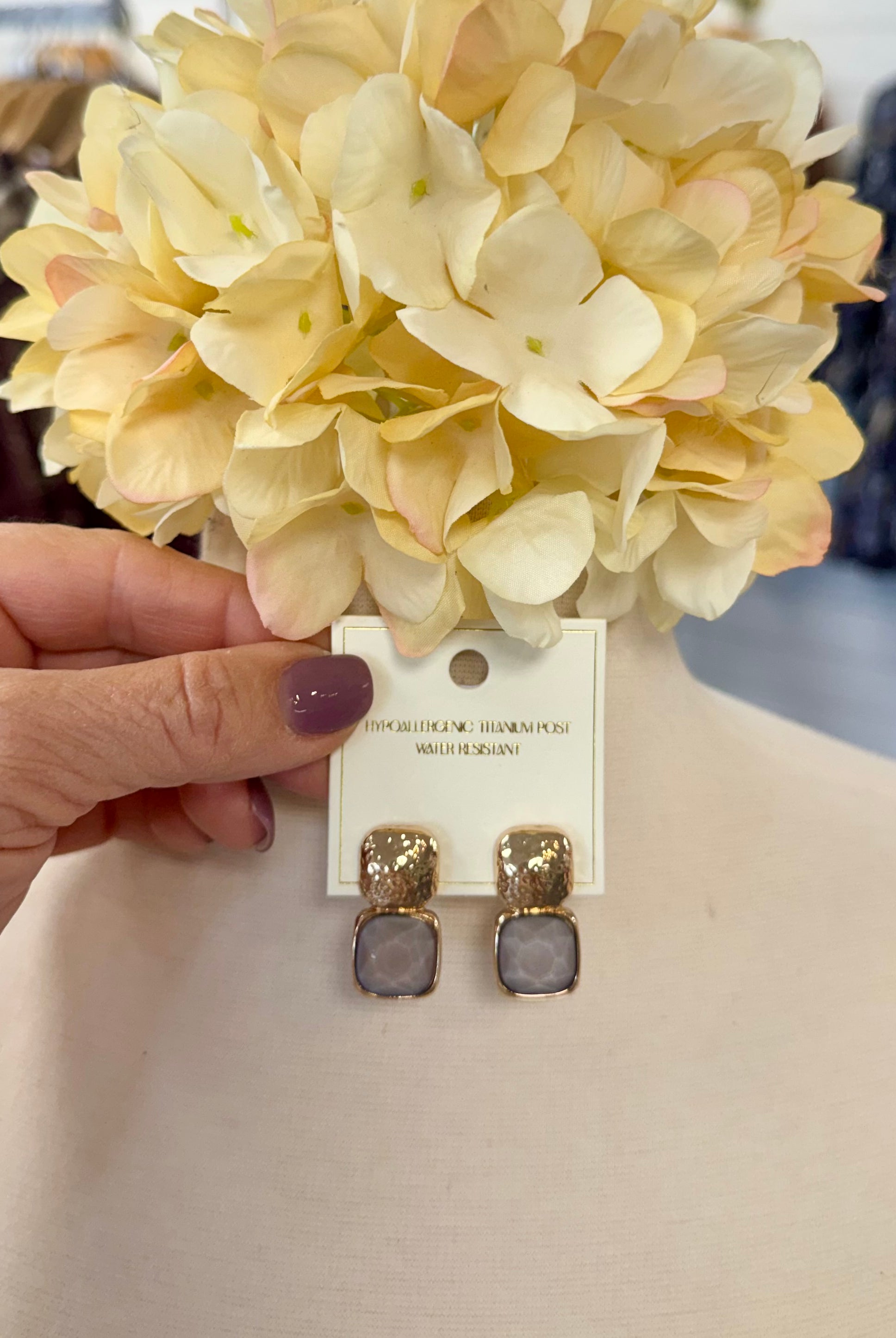 Square Faceted Post - Large - Dusty Lavender-280 Accessories-Golden Stella-The Lovely Closet, Women's Fashion Boutique in Alexandria, KY