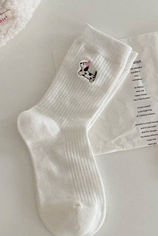 Dog Socks - Ankle Crew - White-280 Accessories-JOSSLYN by wall to wall-The Lovely Closet, Women's Fashion Boutique in Alexandria, KY