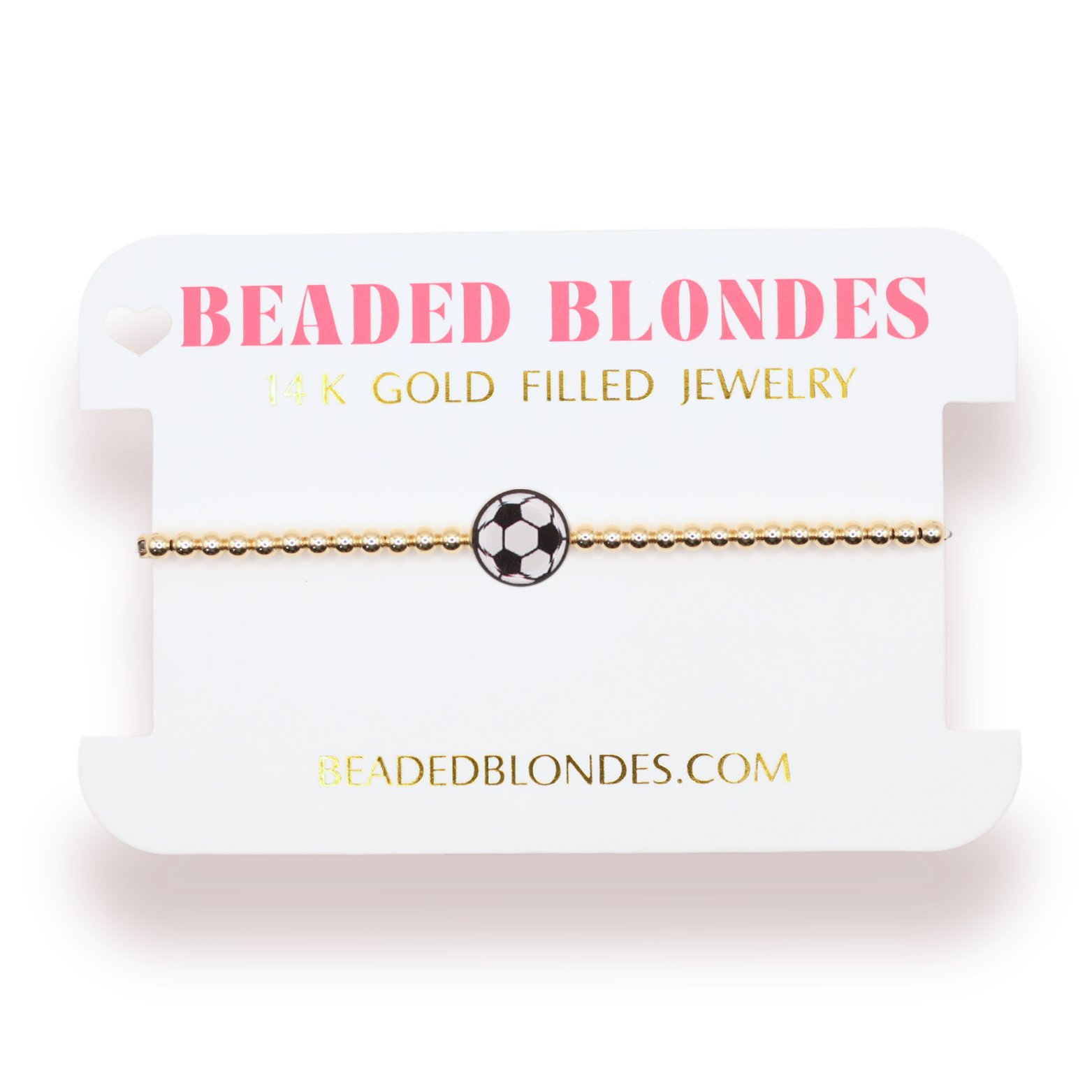 Soccer Ball Bracelet on Gold: Gold / Standard 6.75 inch-bracelets-Beaded Blondes-The Lovely Closet, Women's Fashion Boutique in Alexandria, KY