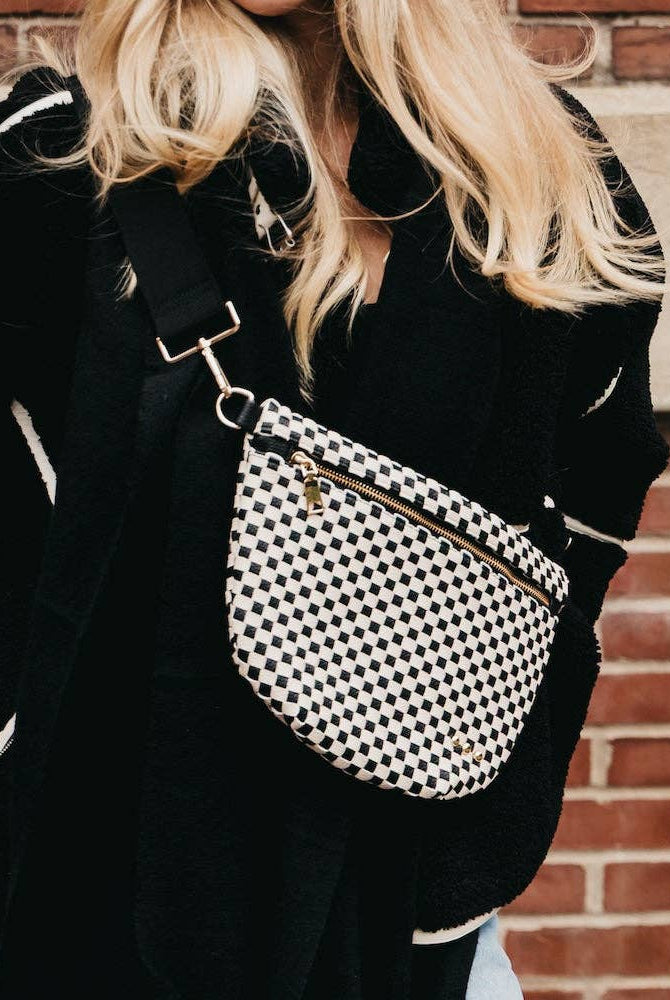 Westlyn Woven Bum Bag - Checkered Black-290 Bag/Handbags-Pretty Simple-The Lovely Closet, Women's Fashion Boutique in Alexandria, KY
