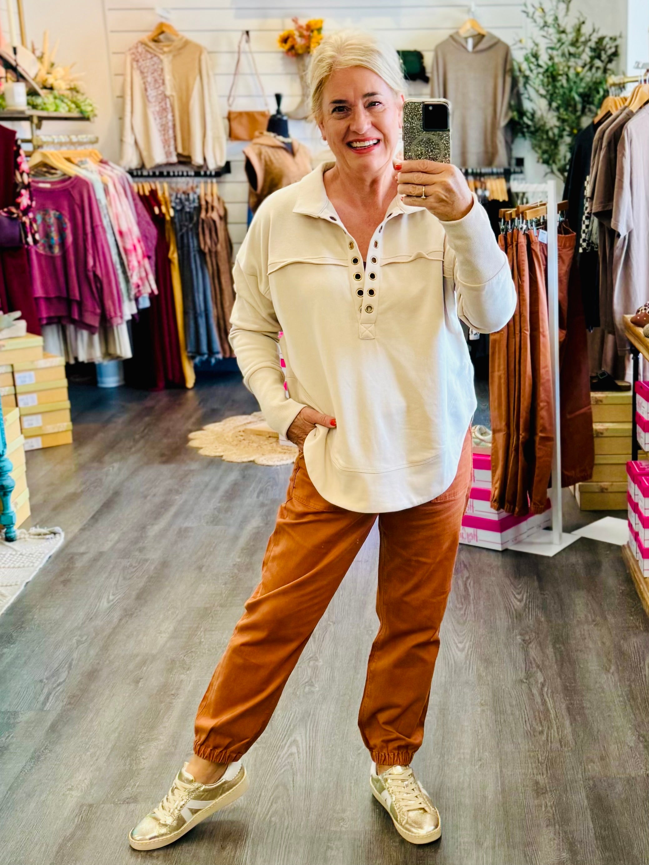 Mica Jogger Pants - Pumpkin Spice-210 Jeans-Mica Denim-The Lovely Closet, Women's Fashion Boutique in Alexandria, KY