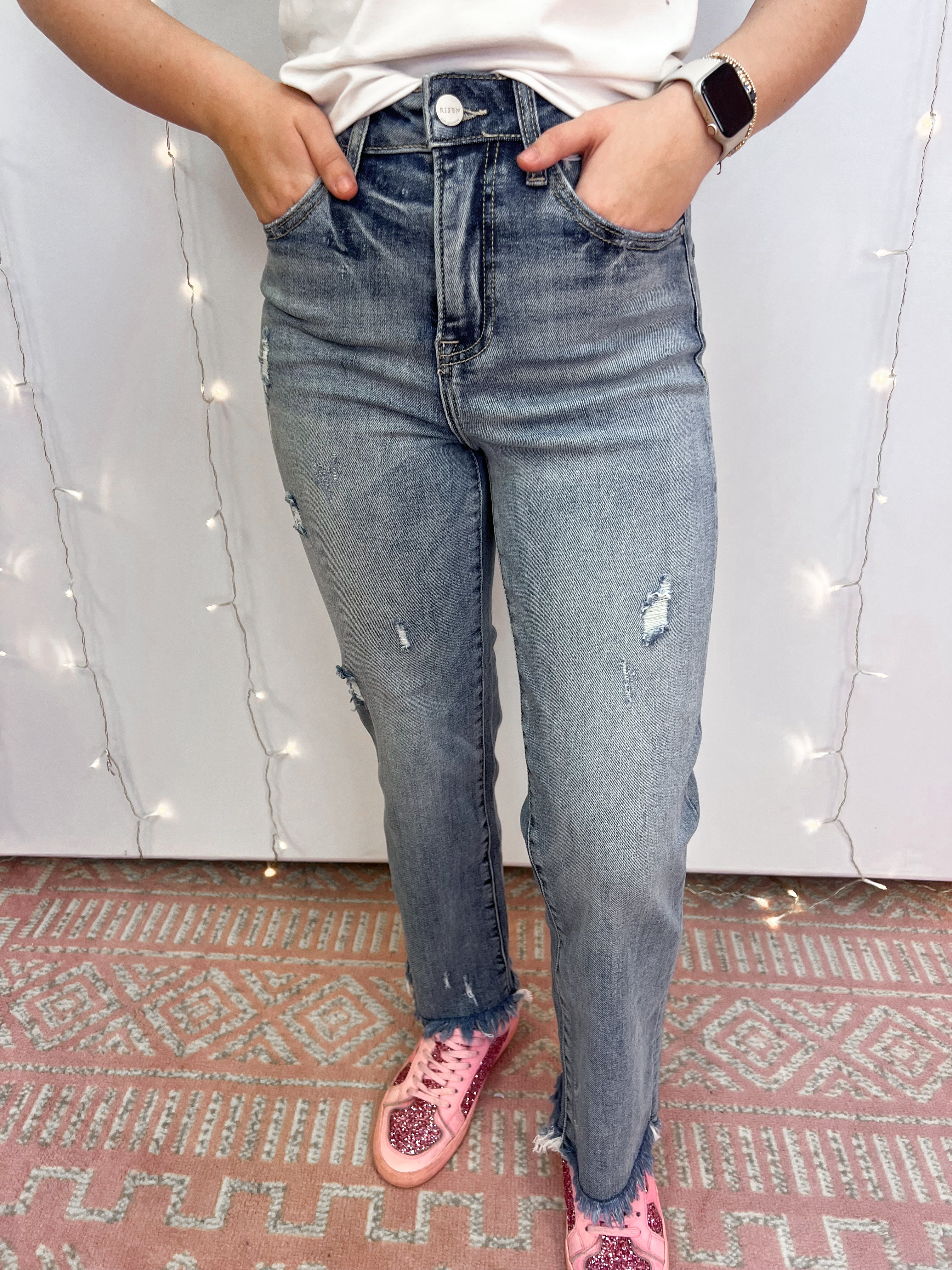 RISEN - High Rise Straight Jeans-210 Jeans-Risen-The Lovely Closet, Women's Fashion Boutique in Alexandria, KY