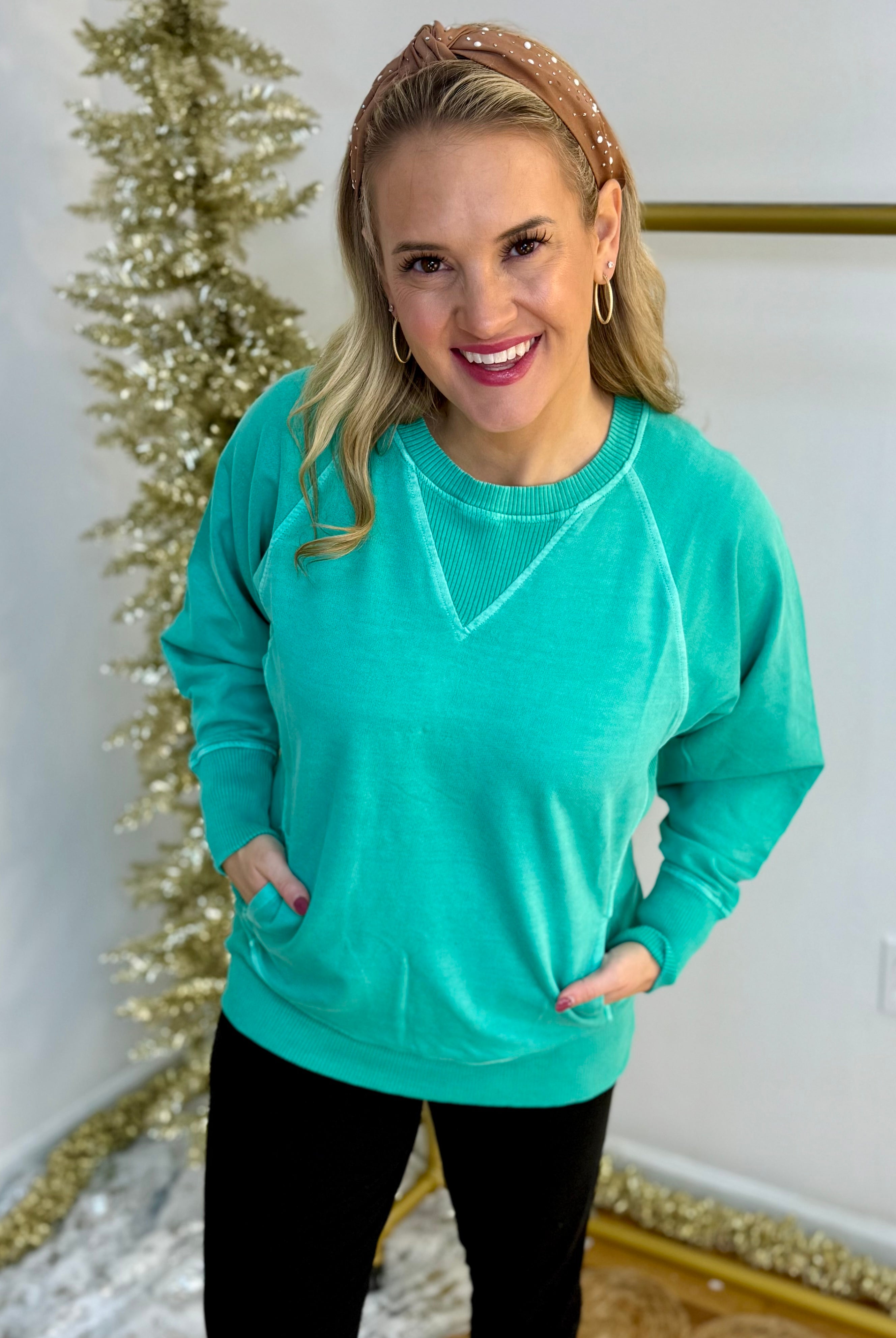 Keeping it Casual Pullover 2025 - Spearmint-150 Sweatshirts-zenana-The Lovely Closet, Women's Fashion Boutique in Alexandria, KY