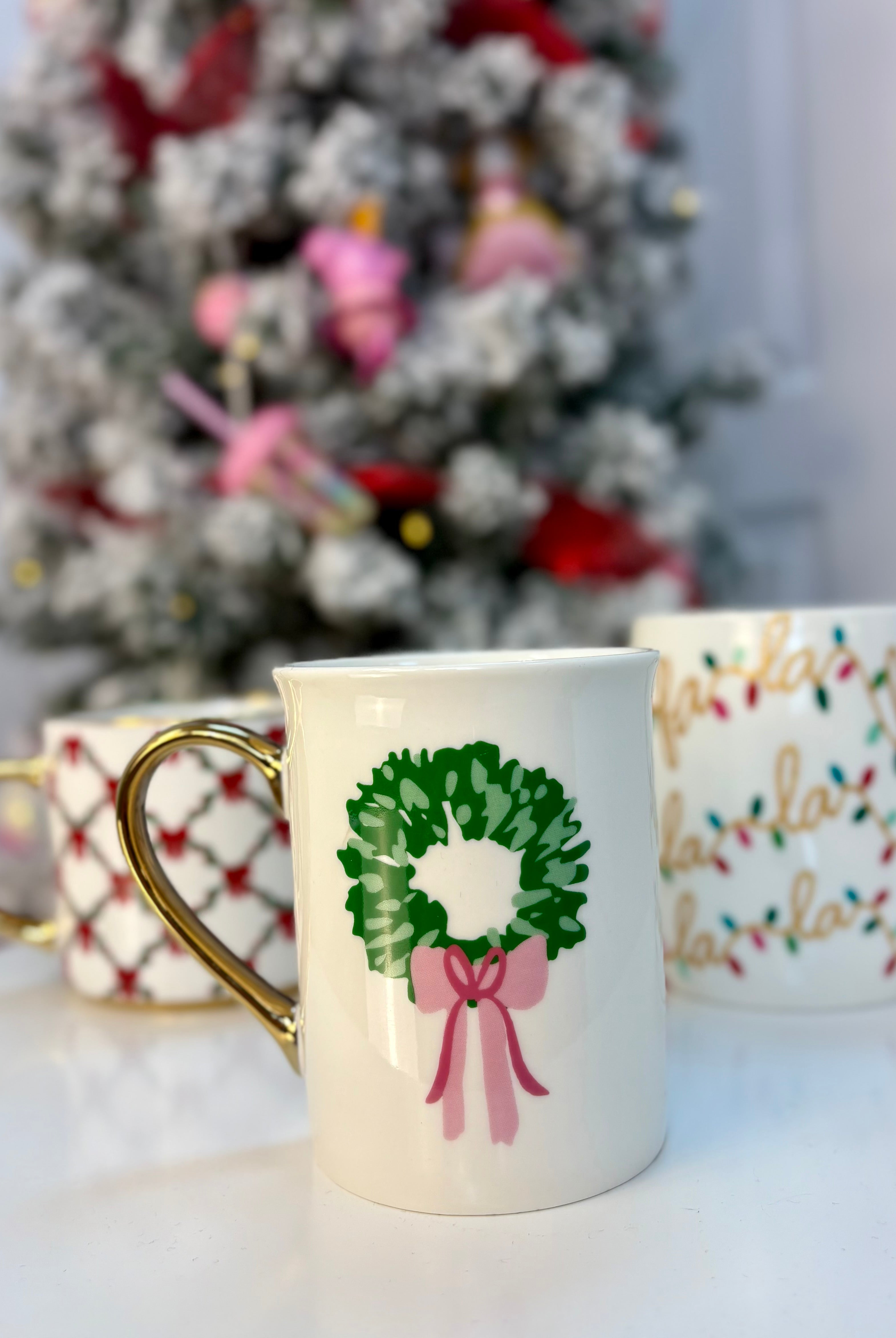 Mary Square Mug - Rosy Wreath-350 Holiday-Mary Square-The Lovely Closet, Women's Fashion Boutique in Alexandria, KY