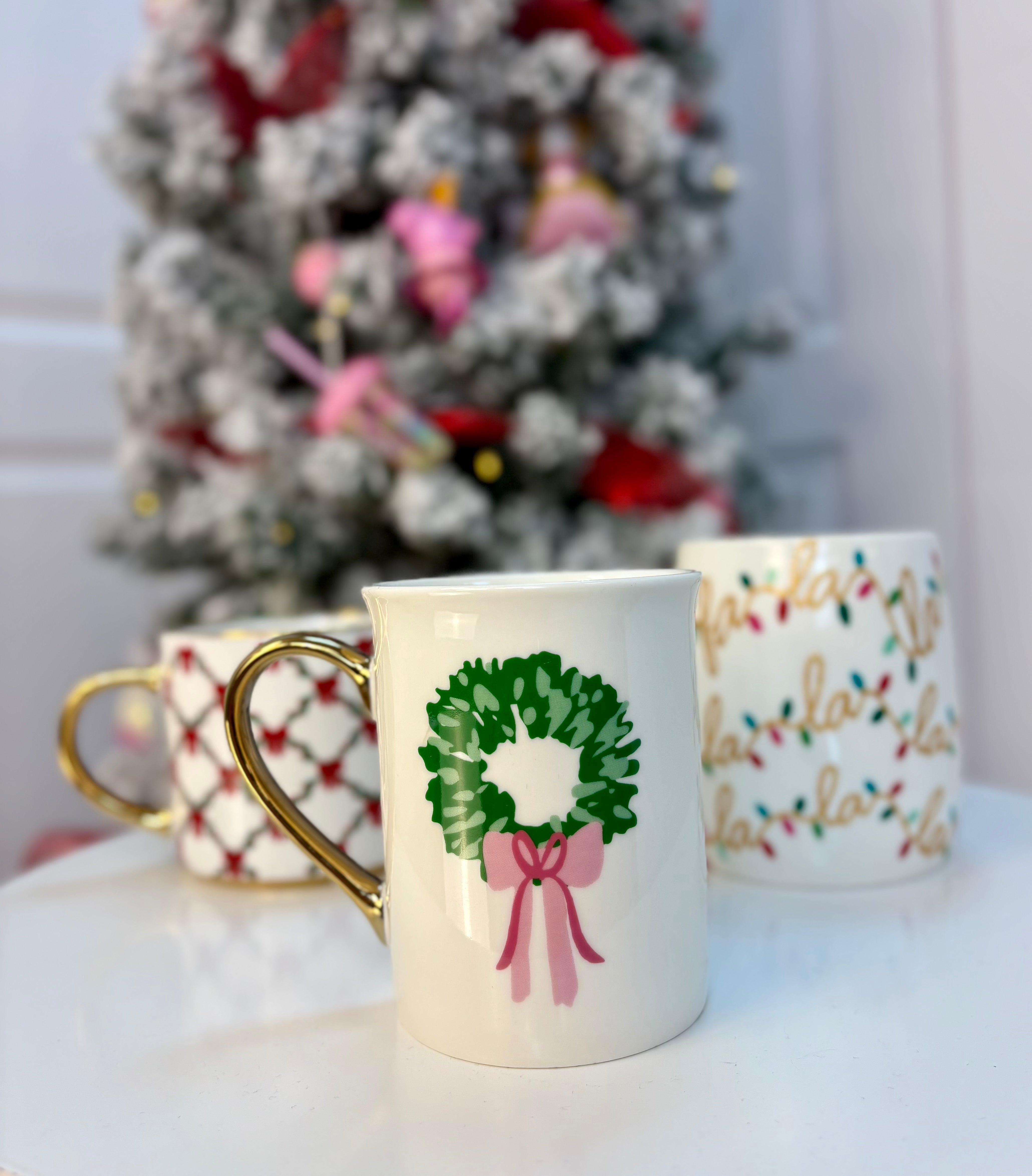 Mary Square Mug - Rosy Wreath-350 Holiday-Mary Square-The Lovely Closet, Women's Fashion Boutique in Alexandria, KY