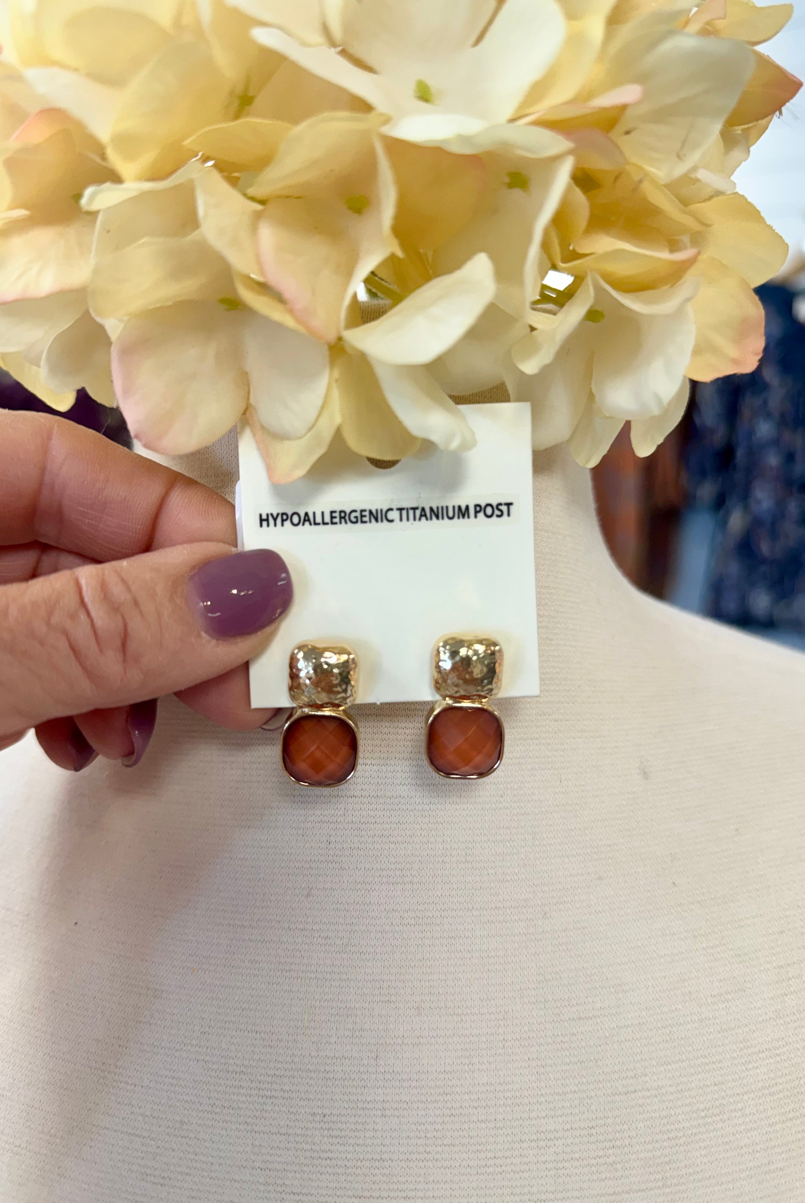 Square Faceted Post Earring-280 Accessories-Golden Stella-The Lovely Closet, Women's Fashion Boutique in Alexandria, KY