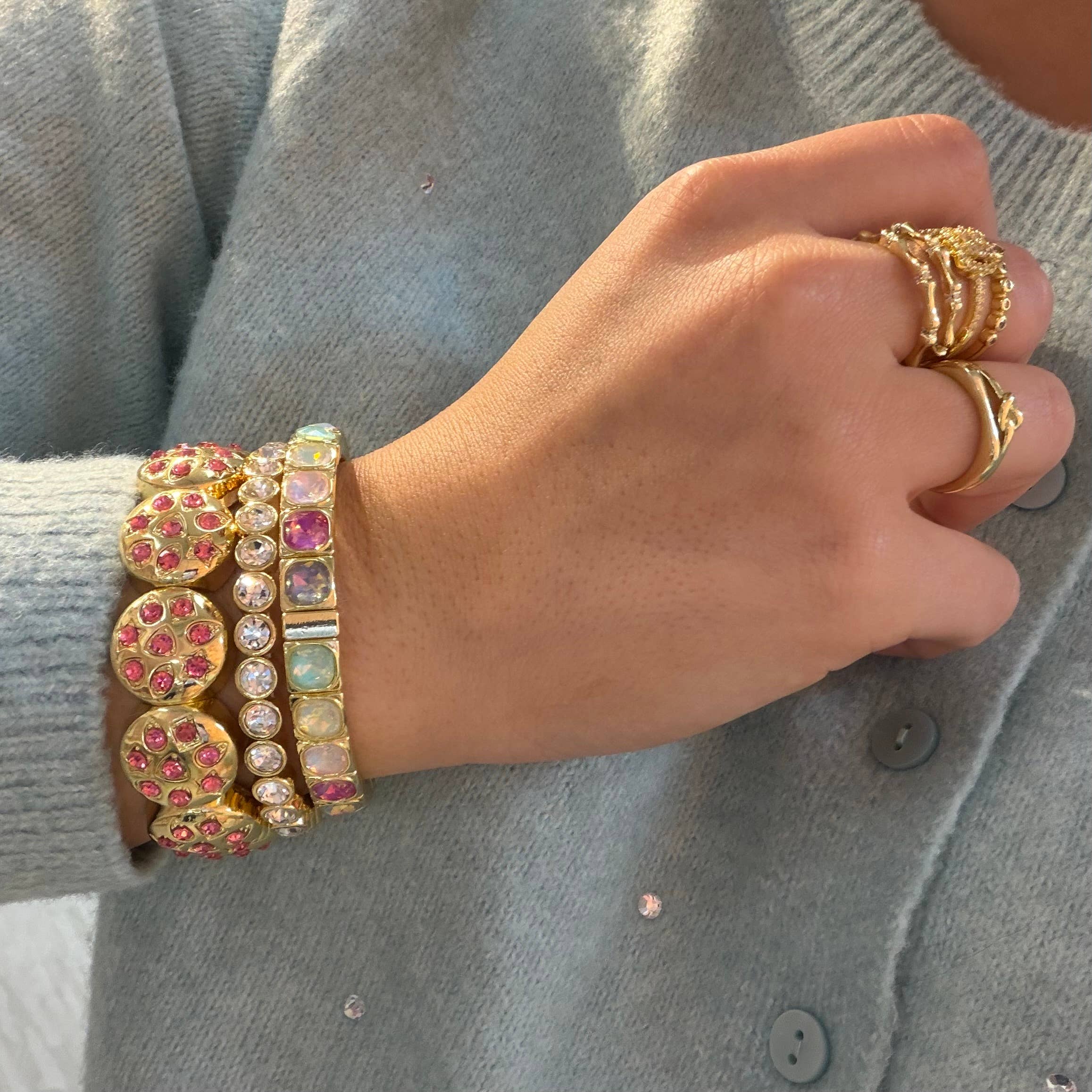 Sparkly Disco Pink Bracelet Stack-250 Jewelry-Treasure Jewels Inc.-The Lovely Closet, Women's Fashion Boutique in Alexandria, KY