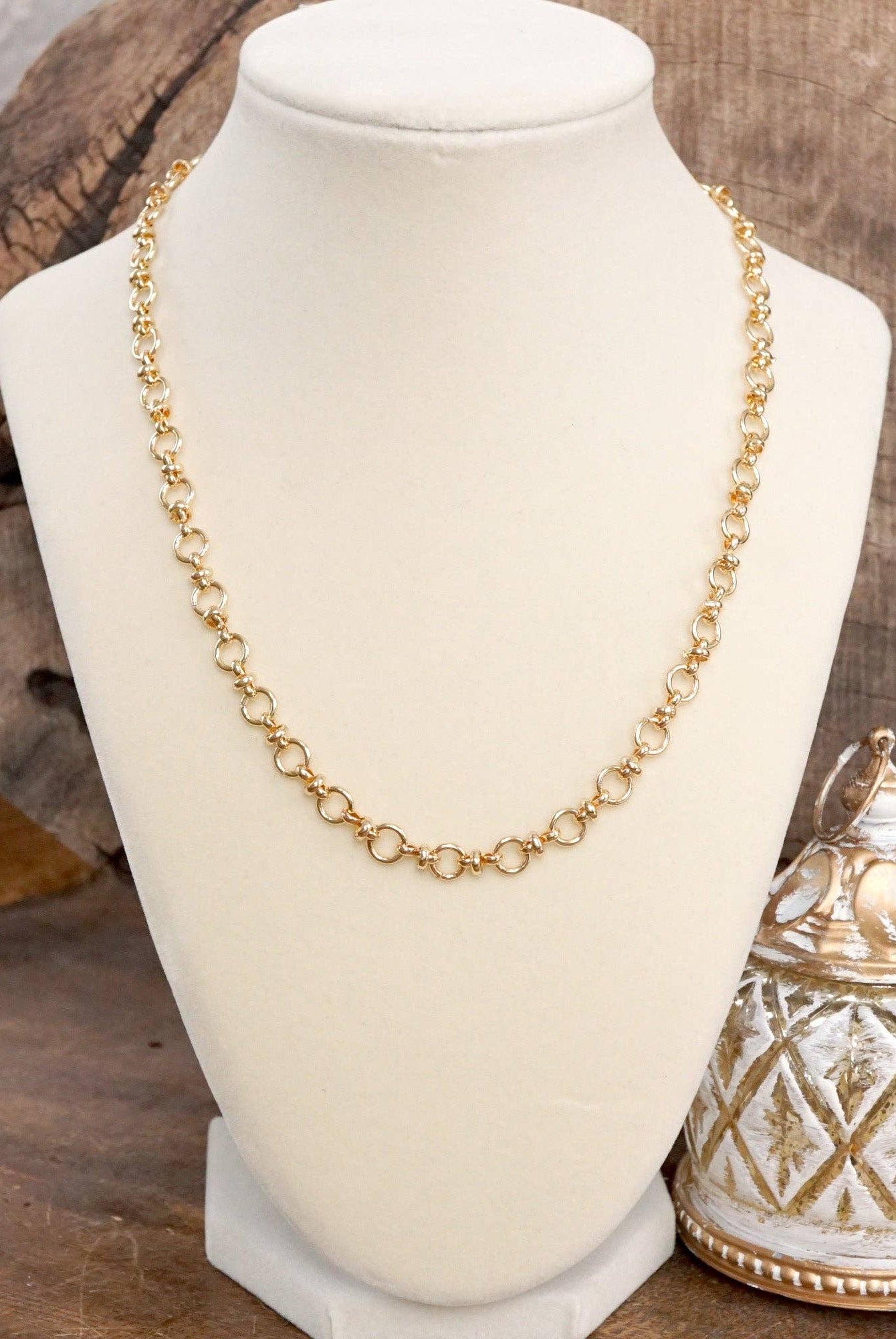 Fancy Ring Chain Necklace – Gold Tone-250 Jewelry-PennyLine inc-The Lovely Closet, Women's Fashion Boutique in Alexandria, KY
