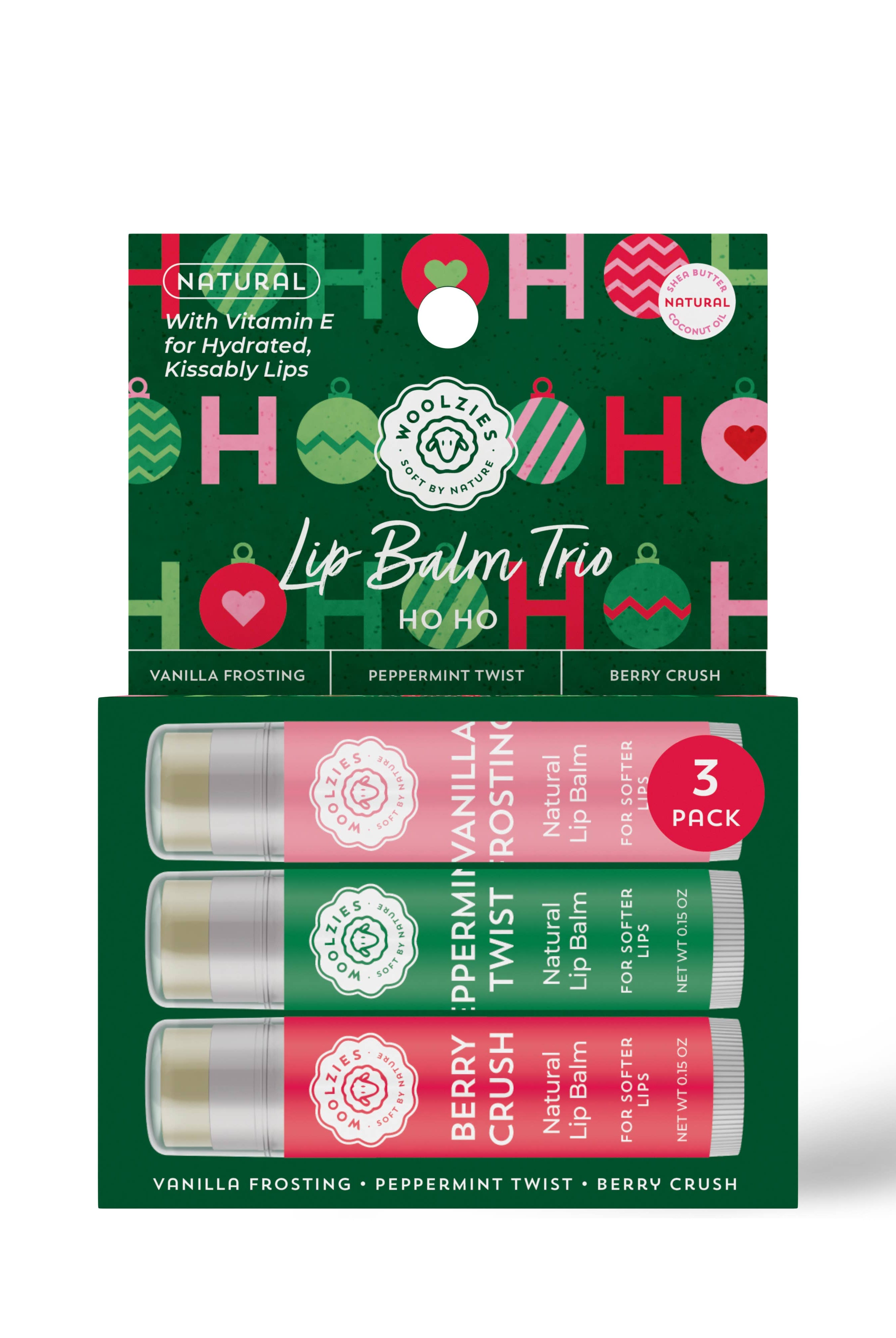 Natural Shea Butter Lip Balm Trio – HO HO Holiday-350 Holiday-Woolzies-The Lovely Closet, Women's Fashion Boutique in Alexandria, KY