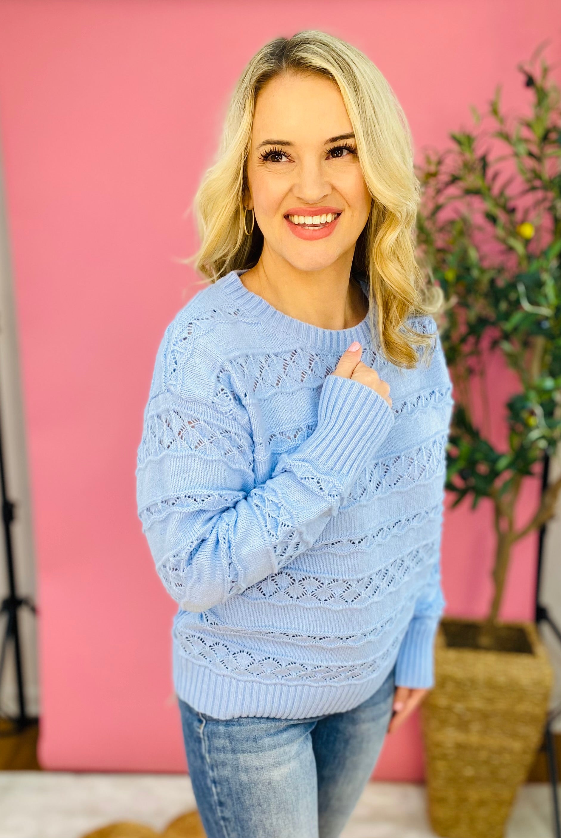 FINAL SALE - Ice Blue Sweater-999 History-Vine & Love-The Lovely Closet, Women's Fashion Boutique in Alexandria, KY