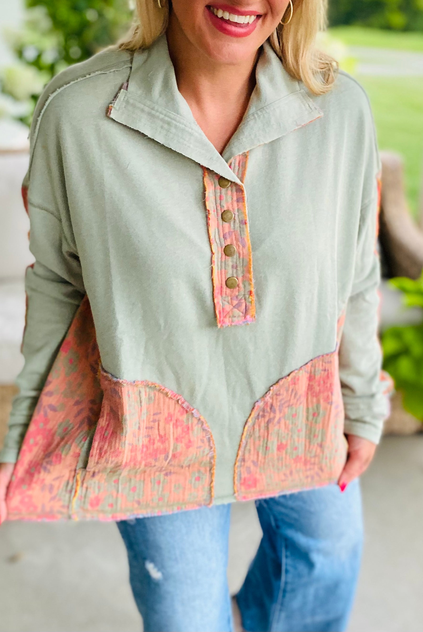 WASHED TERRY PULLOVER-170 Jackets/Outerwear-easel-The Lovely Closet, Women's Fashion Boutique in Alexandria, KY