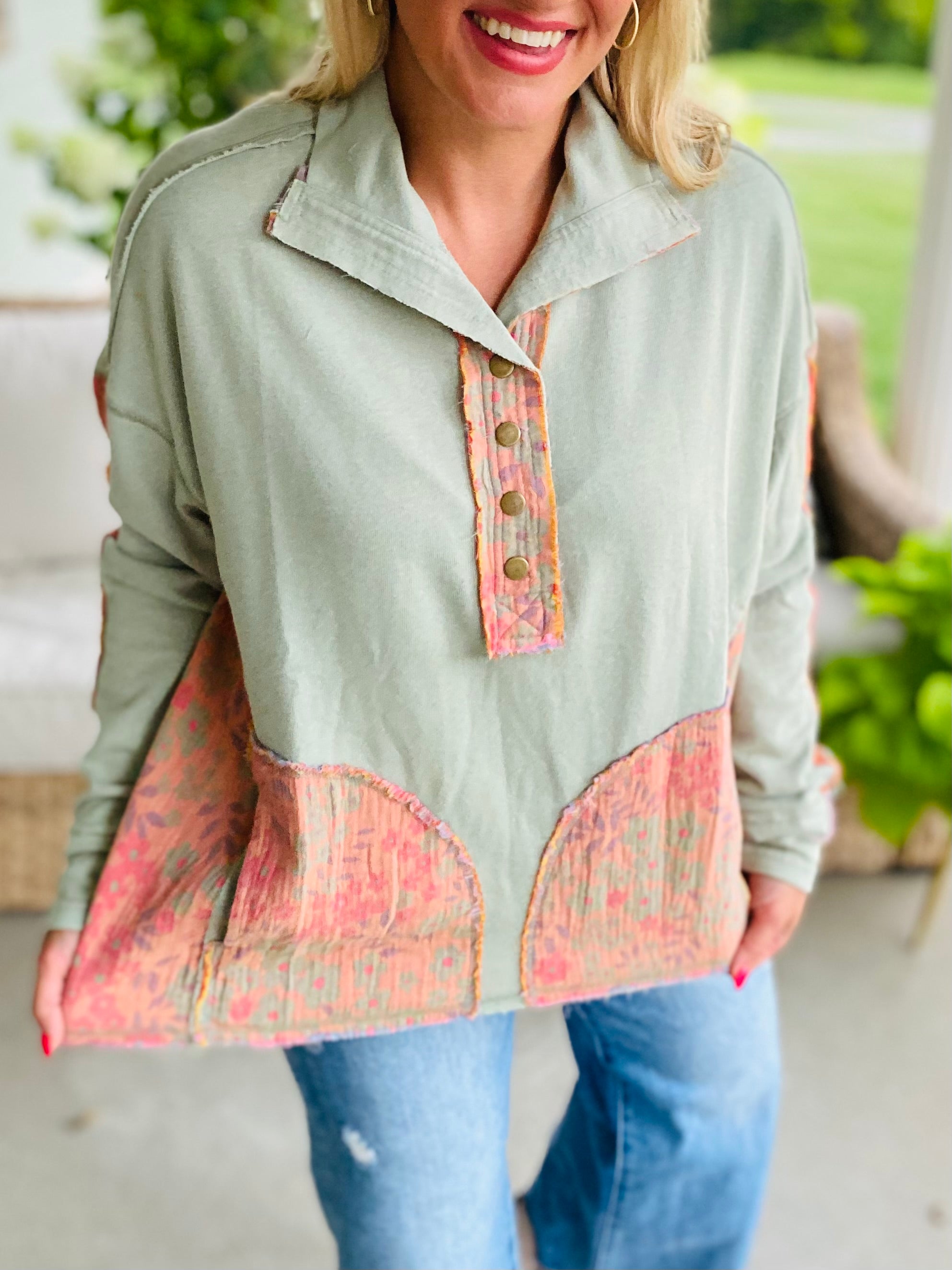 WASHED TERRY PULLOVER-170 Jackets/Outerwear-easel-The Lovely Closet, Women's Fashion Boutique in Alexandria, KY