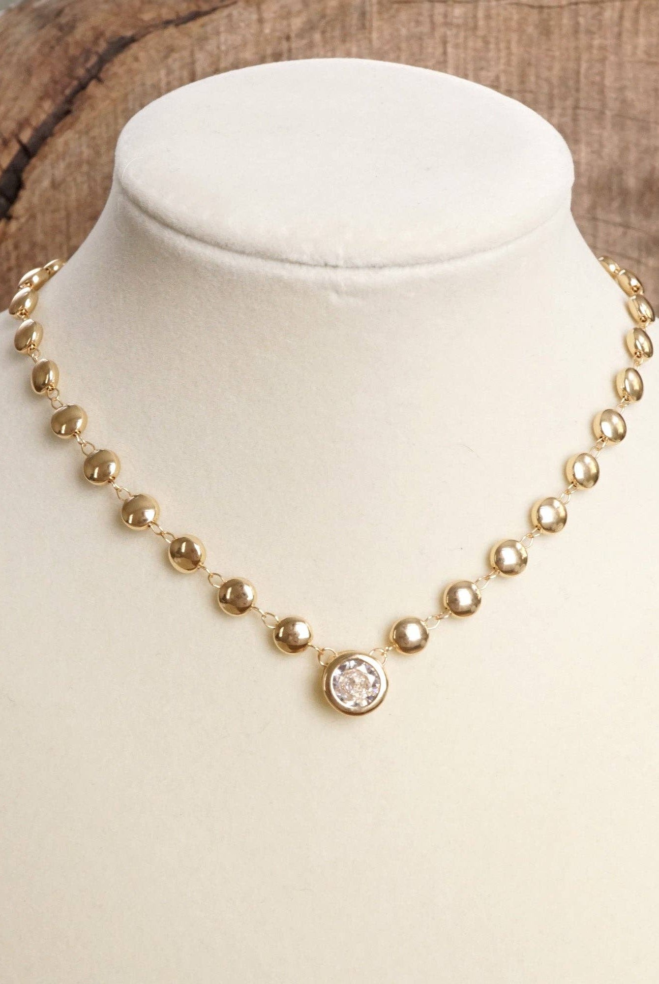 Crystal Pendant Necklace - Gold-250 Jewelry-PennyLine inc-The Lovely Closet, Women's Fashion Boutique in Alexandria, KY