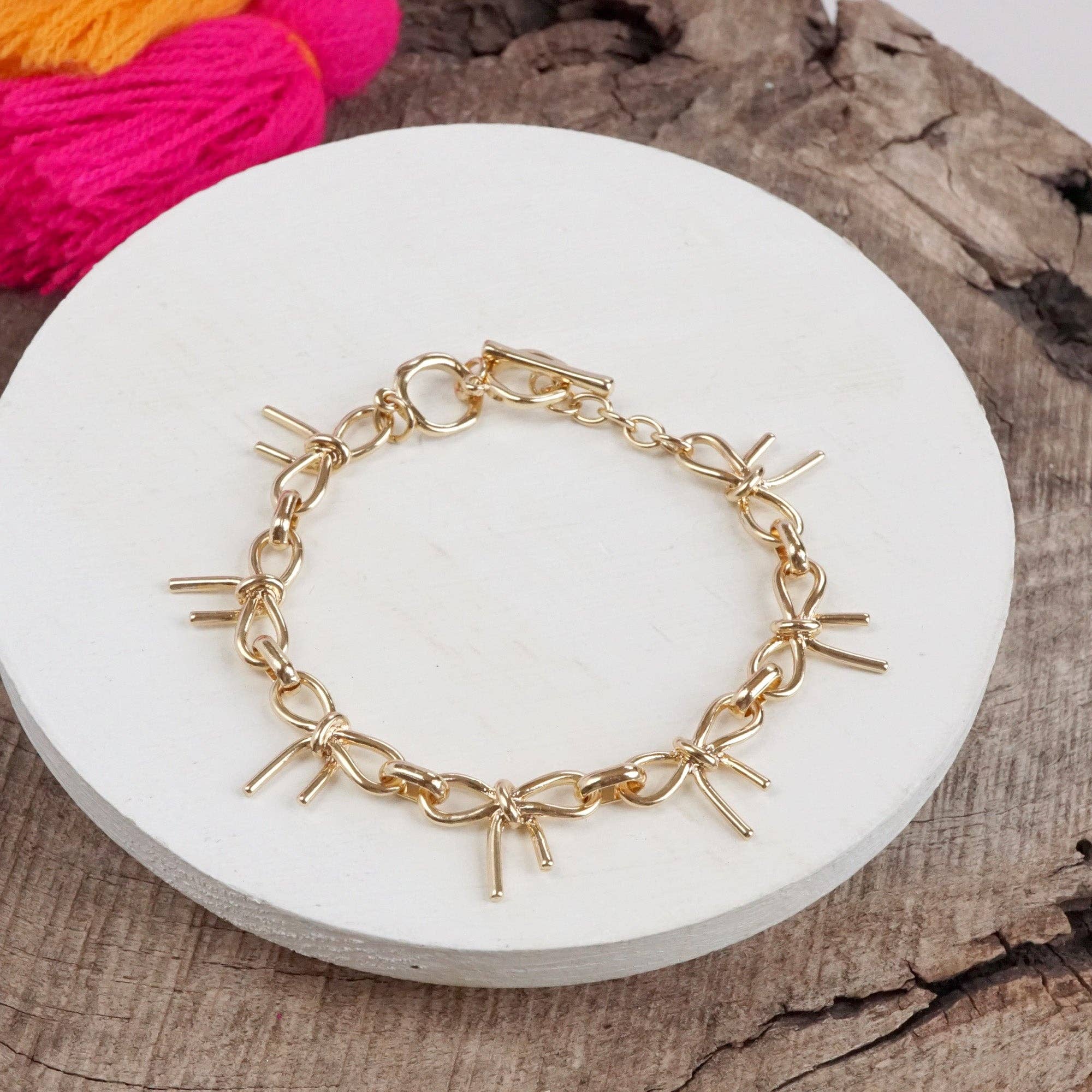 Bow Link Bracelet - Gold-250 Jewelry-PennyLine inc-The Lovely Closet, Women's Fashion Boutique in Alexandria, KY