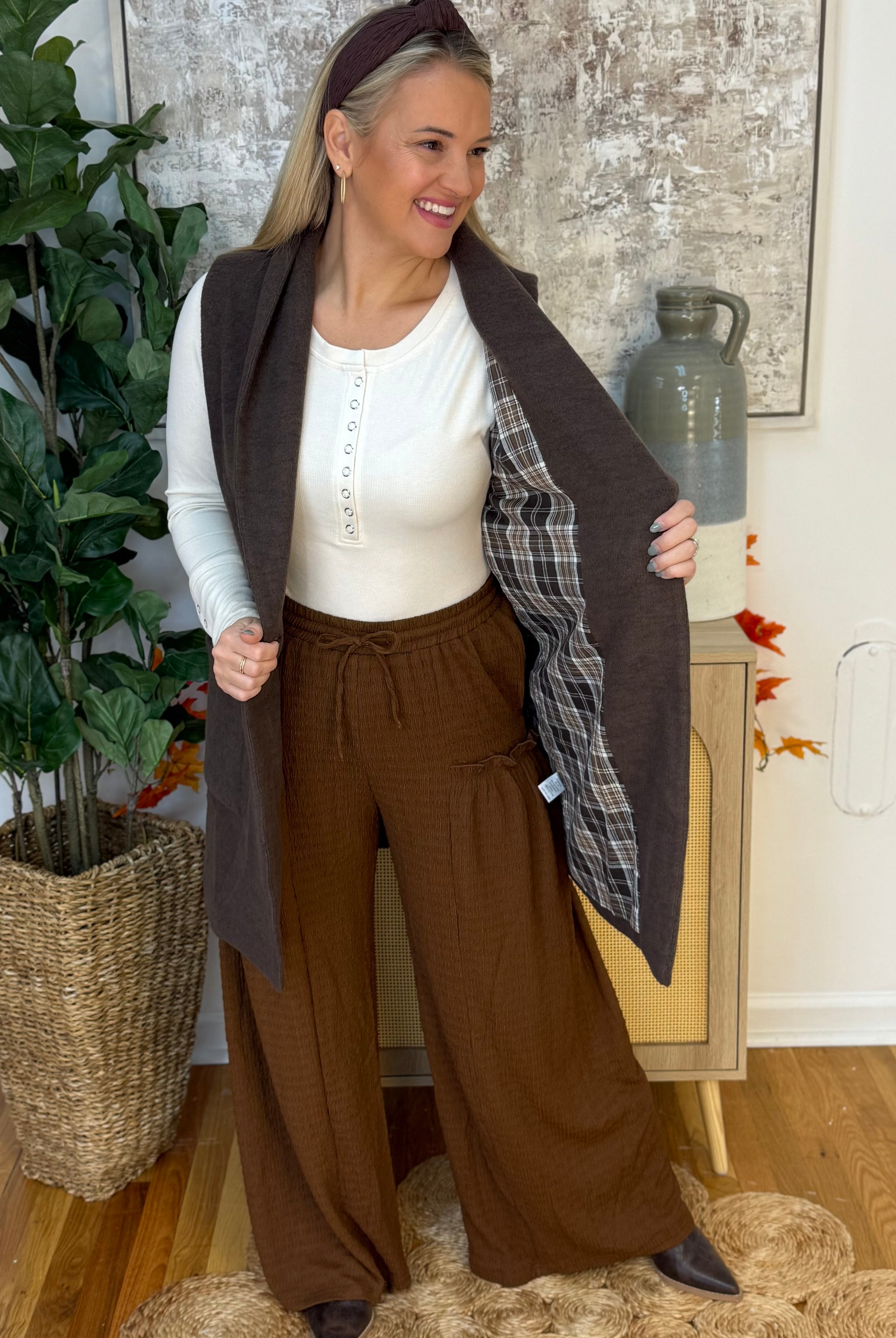 Brushed Long Vest-170 Jackets/Outerwear-Anniewear-The Lovely Closet, Women's Fashion Boutique in Alexandria, KY