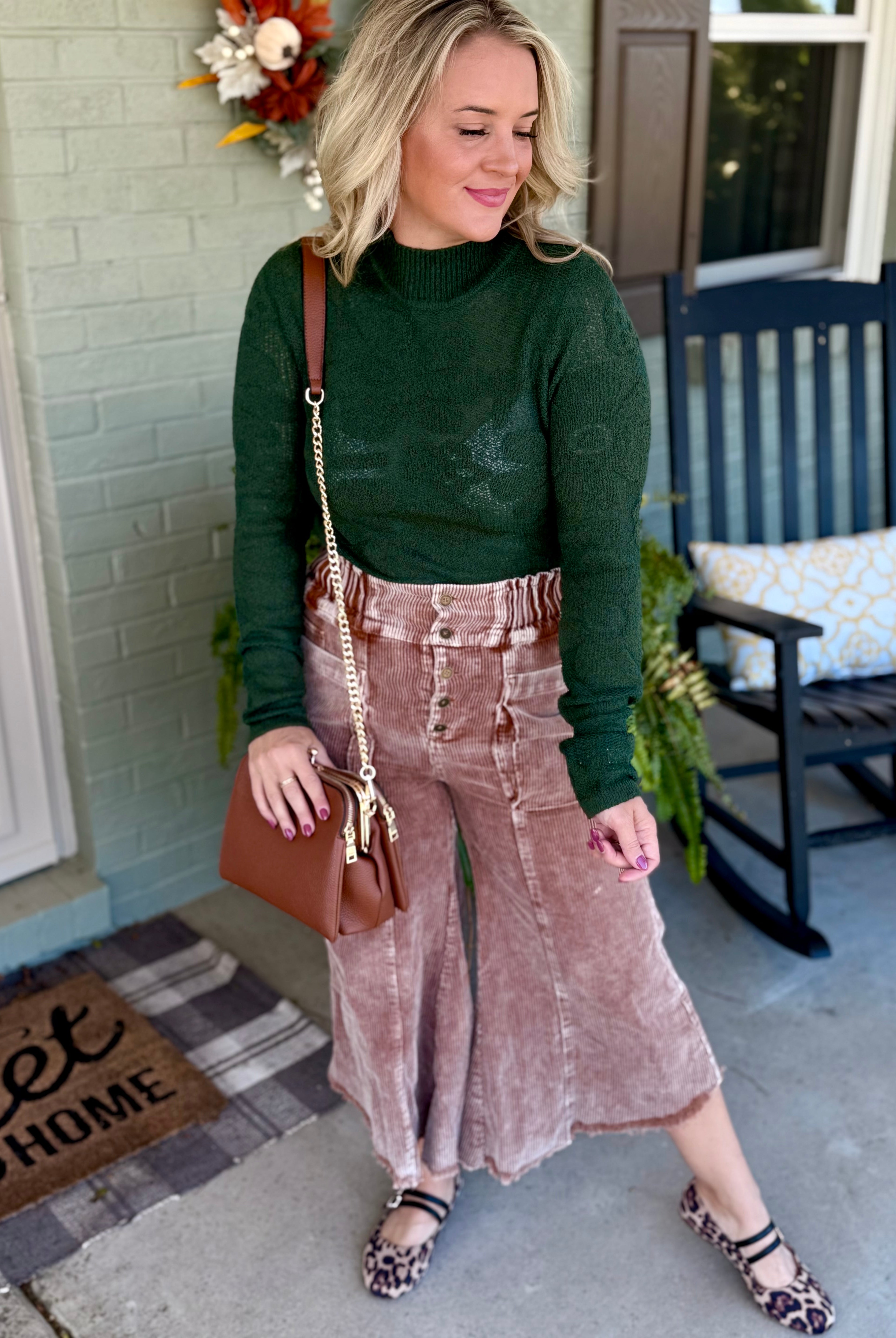 Harvest Moon Floral Jacquard Top - Hunter Green-110 Long Sleeve Top-Anniewear-The Lovely Closet, Women's Fashion Boutique in Alexandria, KY