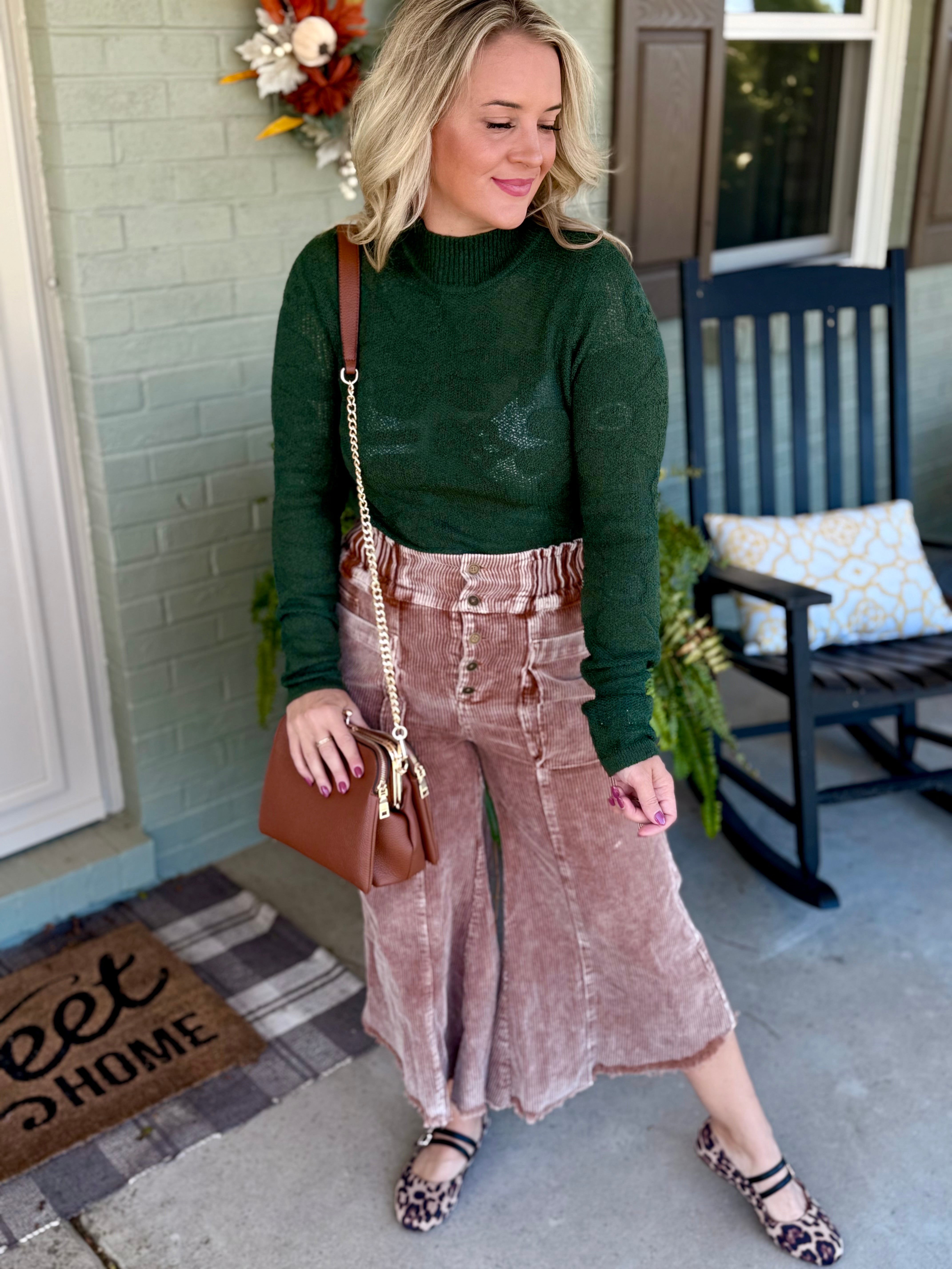 Harvest Moon Floral Jacquard Top - Hunter Green-110 Long Sleeve Top-Anniewear-The Lovely Closet, Women's Fashion Boutique in Alexandria, KY