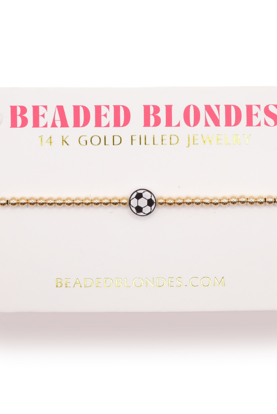 Soccer Ball Bracelet on Gold: Gold / Standard 6.75 inch-bracelets-Beaded Blondes-The Lovely Closet, Women's Fashion Boutique in Alexandria, KY