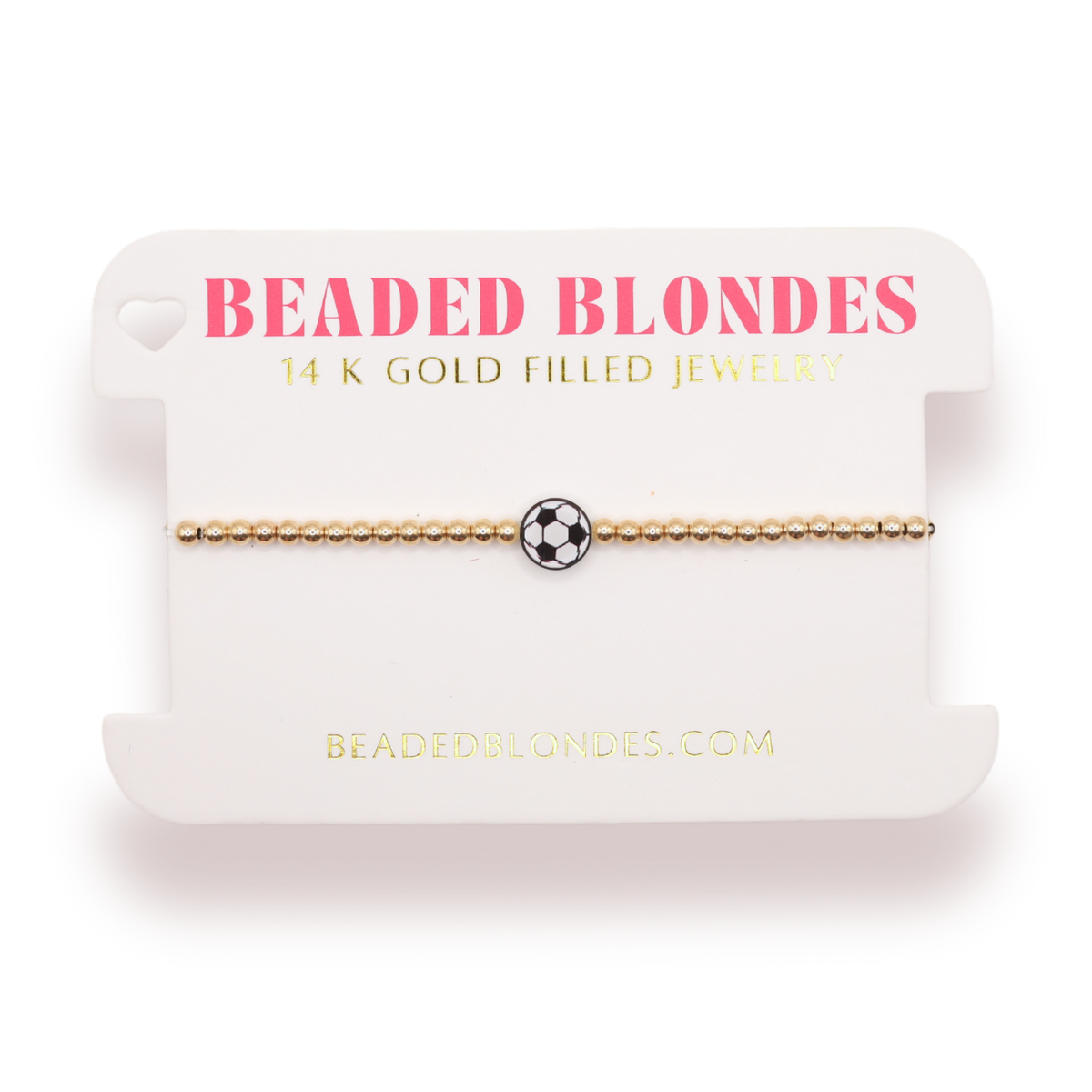 Soccer Ball Bracelet on Gold: Gold / Standard 6.75 inch-bracelets-Beaded Blondes-The Lovely Closet, Women's Fashion Boutique in Alexandria, KY