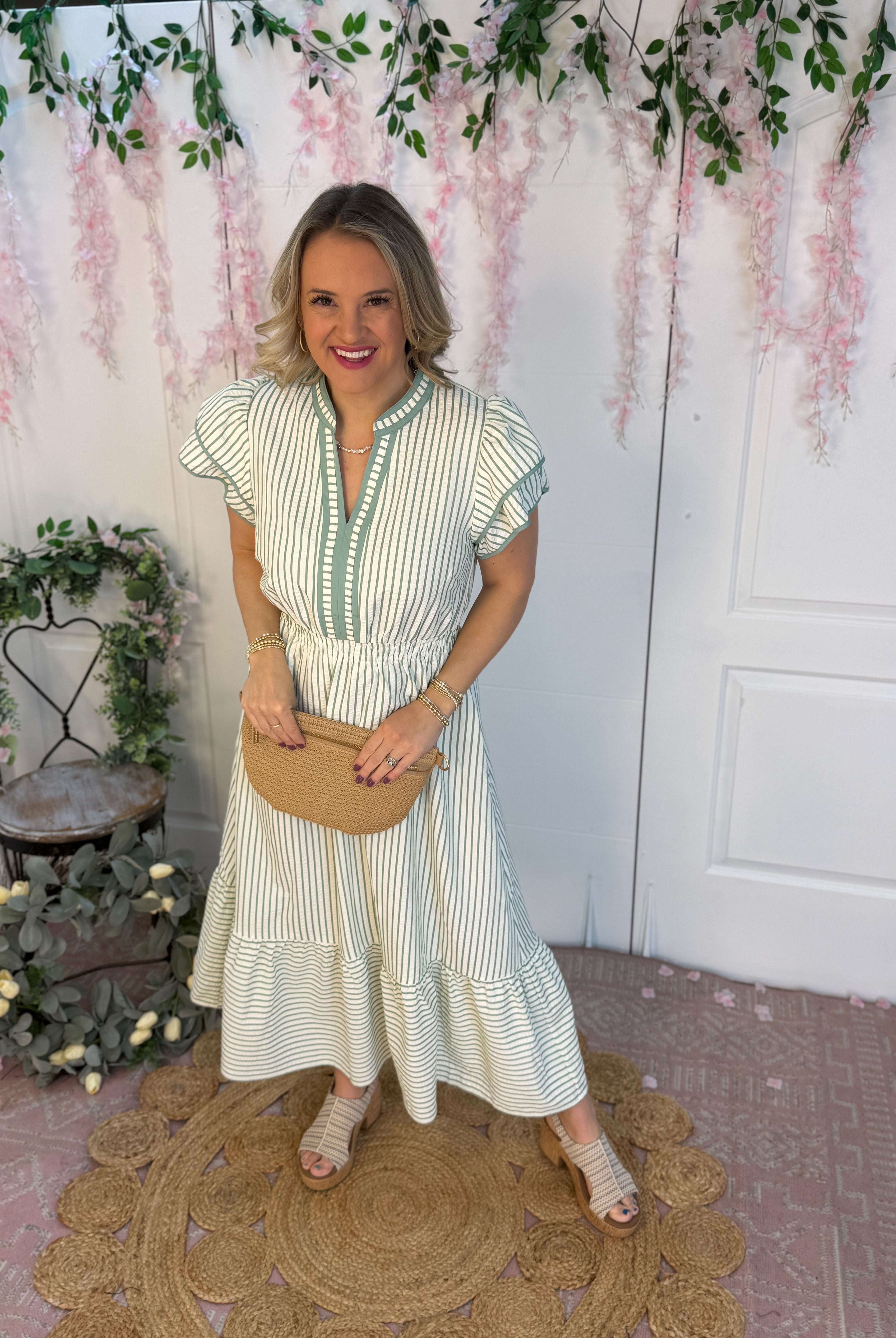 Spring Days Midi Dress - Sage-180 Dresses-Umgee-The Lovely Closet, Women's Fashion Boutique in Alexandria, KY