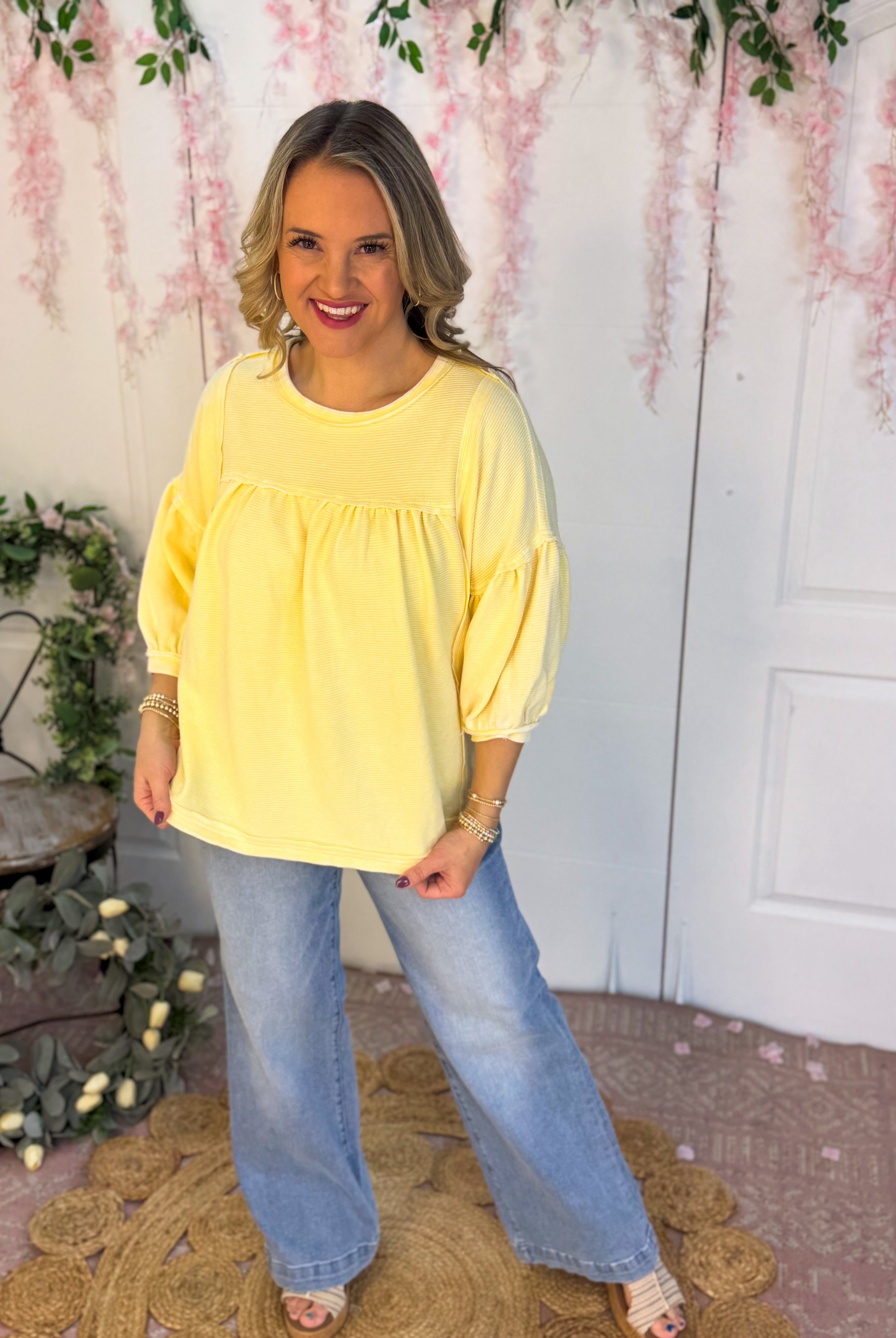 Walking on Sunshine Top-100 Short Sleeve Tops-easel-The Lovely Closet, Women's Fashion Boutique in Alexandria, KY