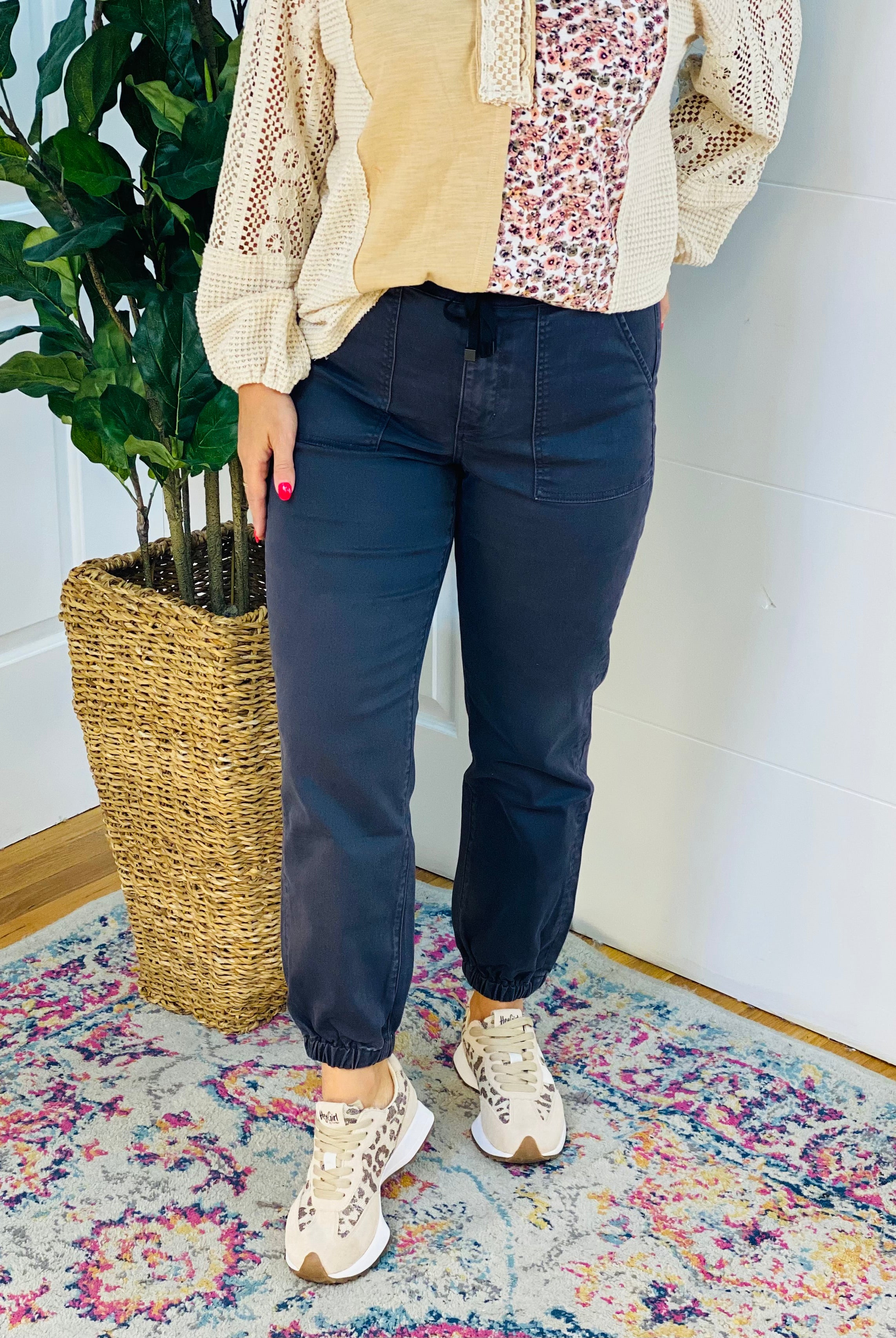 MICA Jogger Pants Charcoal Grey-210 Jeans-Mica Denim-The Lovely Closet, Women's Fashion Boutique in Alexandria, KY