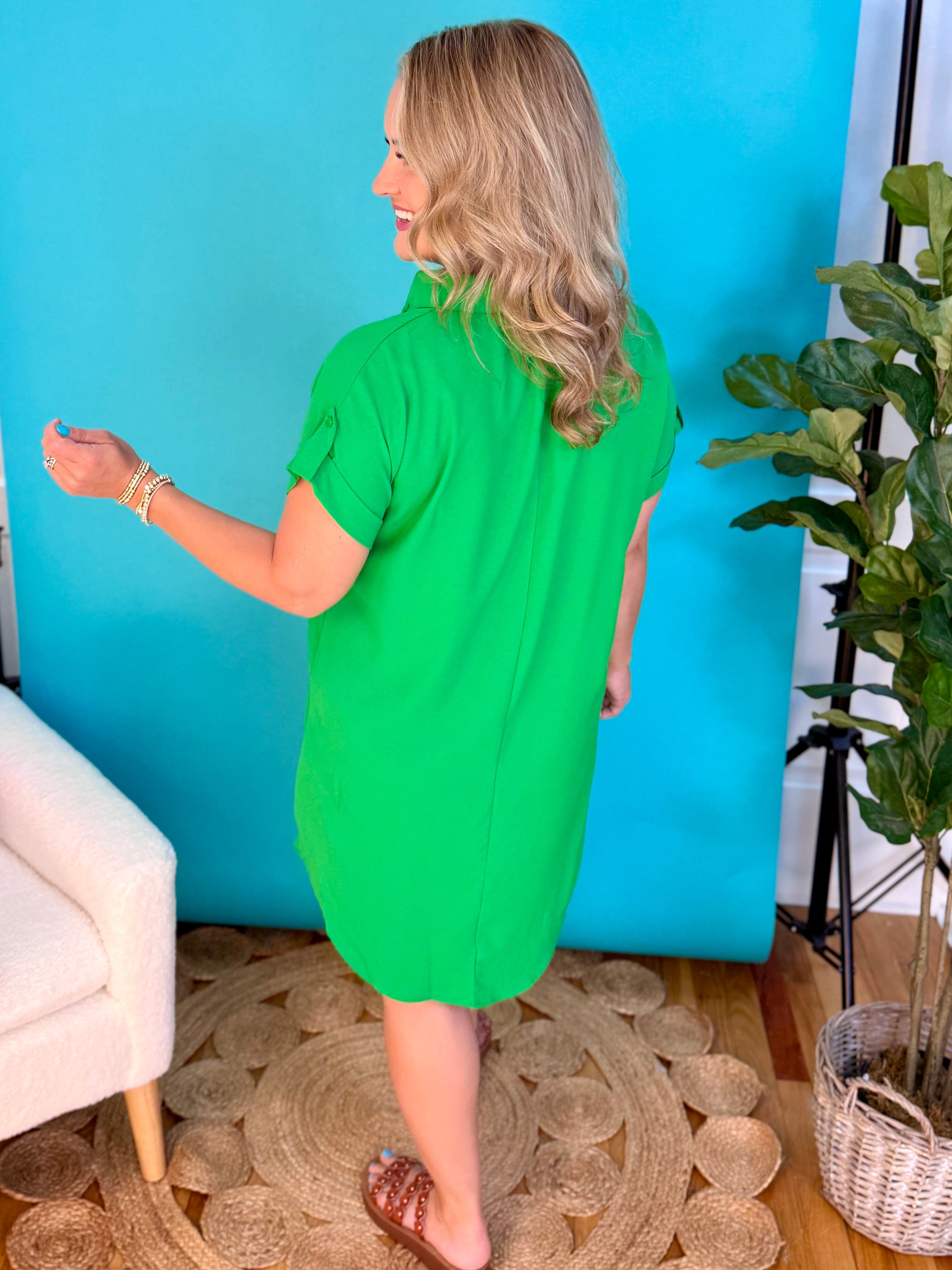 Comfortably Chic Dress - Green-180 Dresses-Carole Christian-The Lovely Closet, Women's Fashion Boutique in Alexandria, KY