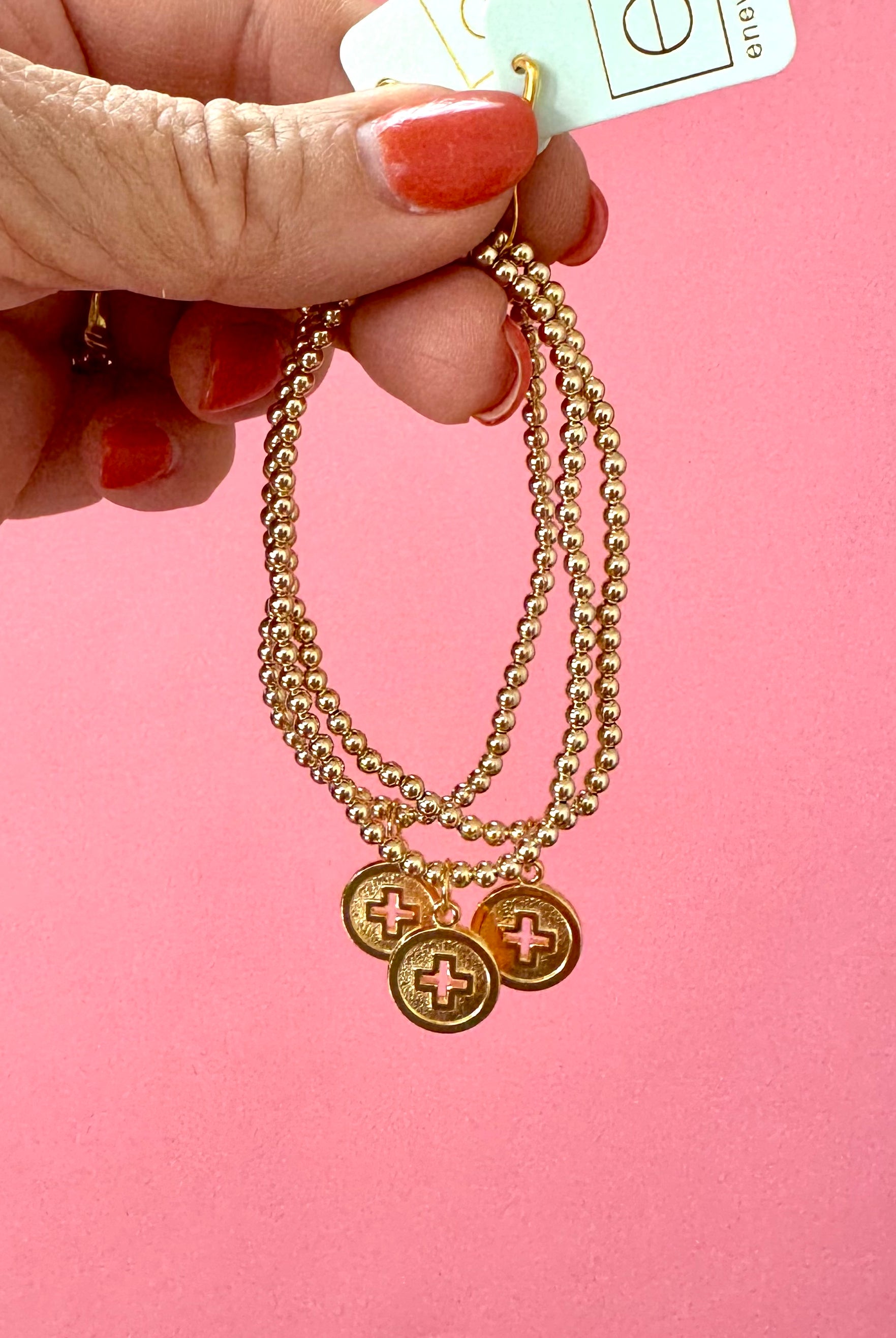 Classic Gold 3mm Signature Cross Disc Bracelet-260 eNewton-eNewton-The Lovely Closet, Women's Fashion Boutique in Alexandria, KY