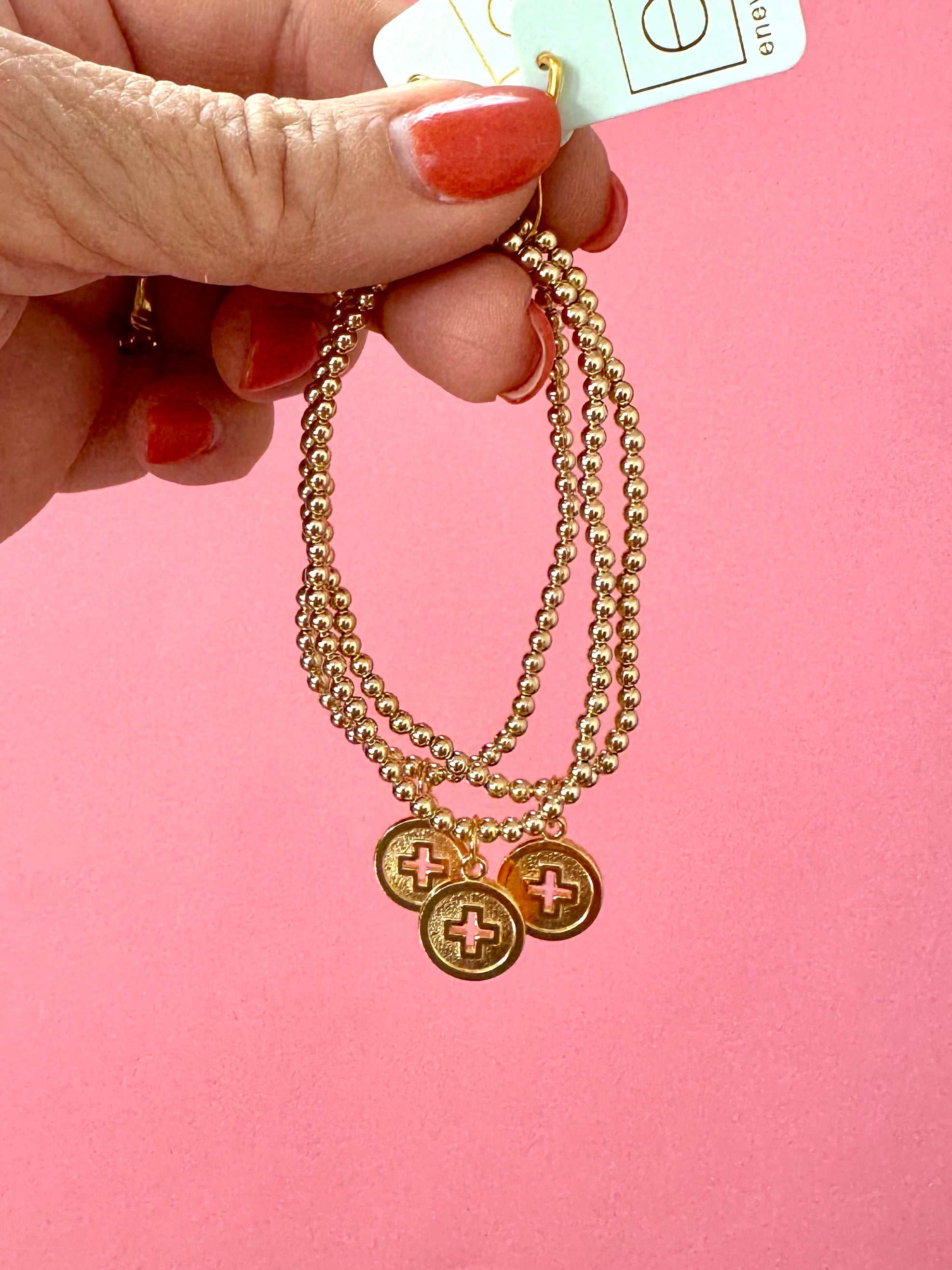 Classic Gold 3mm Signature Cross Disc Bracelet-260 eNewton-eNewton-The Lovely Closet, Women's Fashion Boutique in Alexandria, KY