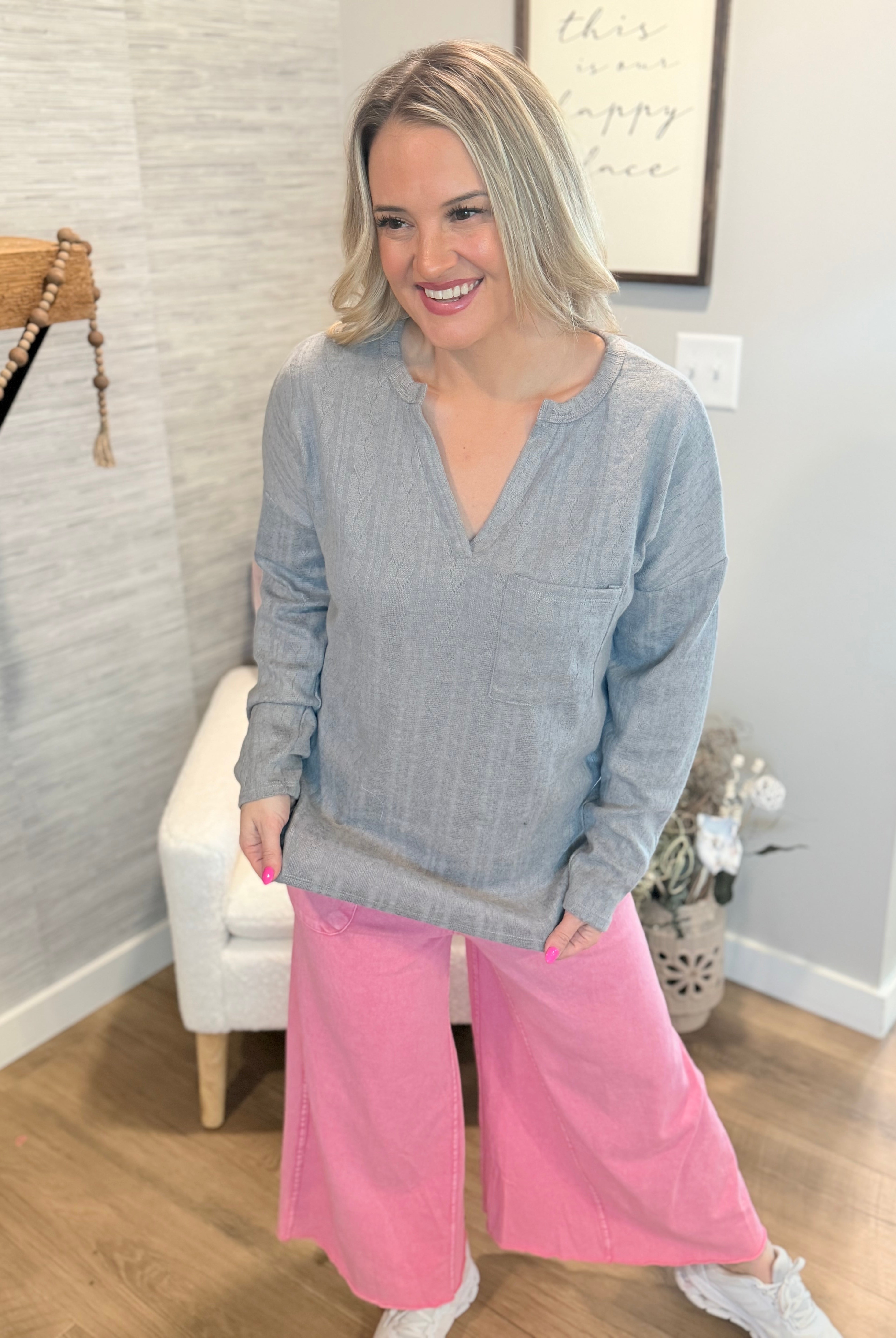 Cozy Day Long Sleeve Top-110 Long Sleeve Top-bibi-The Lovely Closet, Women's Fashion Boutique in Alexandria, KY