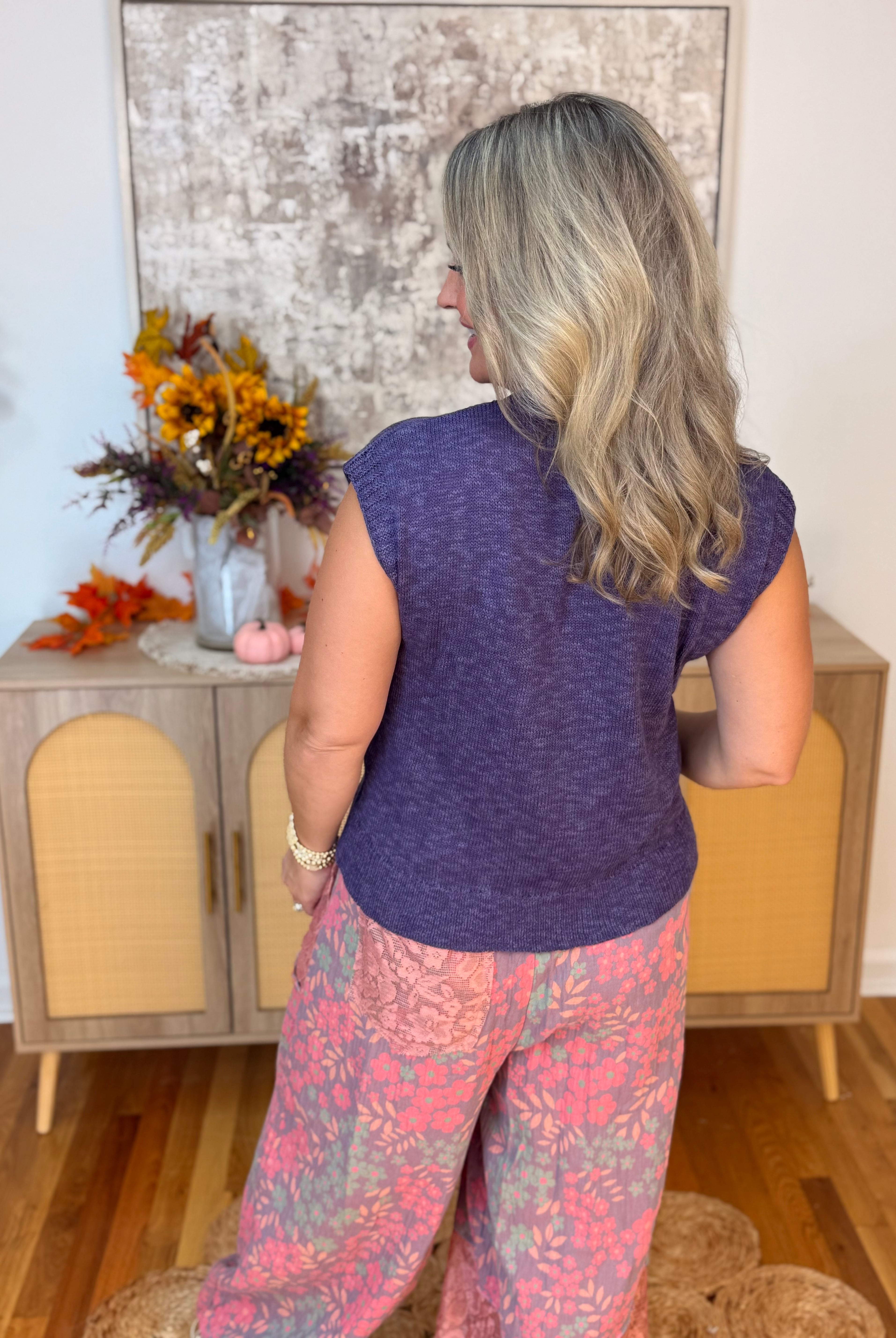 Ready for Fall Knit Top - Purple-120 Sleeveless Tops-La Miel-The Lovely Closet, Women's Fashion Boutique in Alexandria, KY