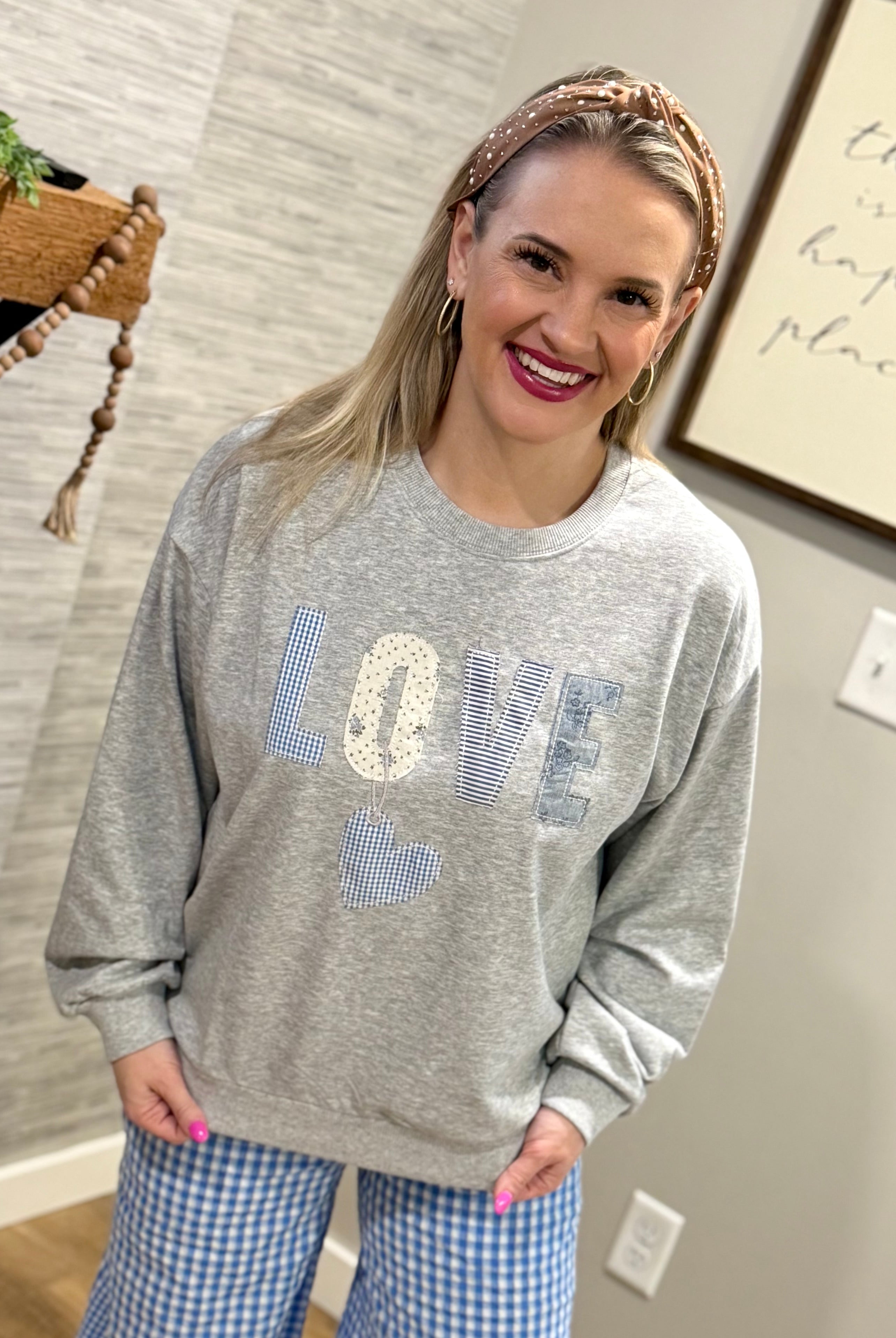 LOVE Appliqué Pullover-110 Long Sleeve Top-Main Strip-The Lovely Closet, Women's Fashion Boutique in Alexandria, KY