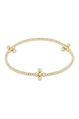 Signature Cross Gold 2mm Beaded 3mm Cross-260 eNewton-eNewton-The Lovely Closet, Women's Fashion Boutique in Alexandria, KY
