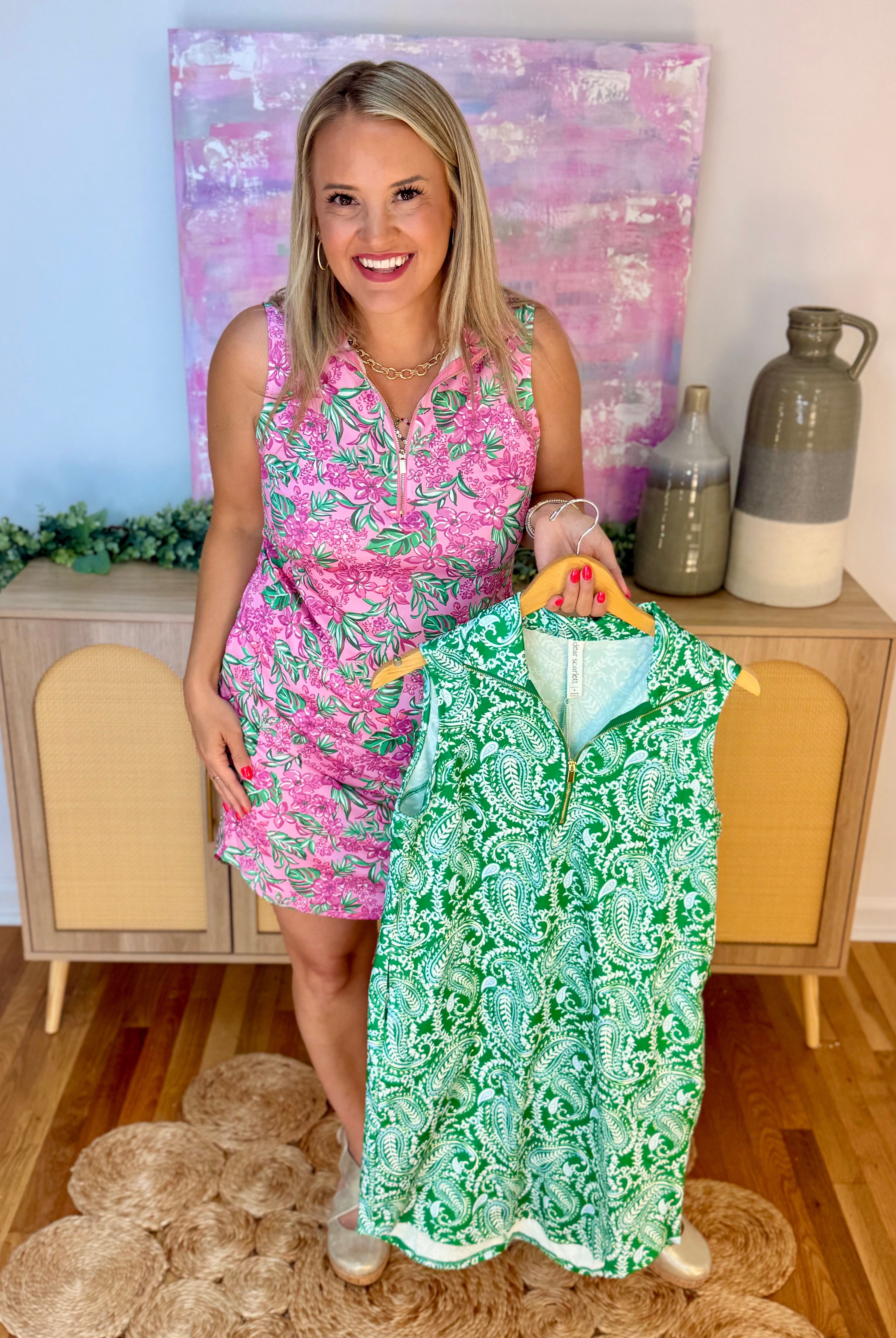 Sun Cool Dress - Pink and Green Multi-180 Dresses-Dear Scarlett-The Lovely Closet, Women's Fashion Boutique in Alexandria, KY
