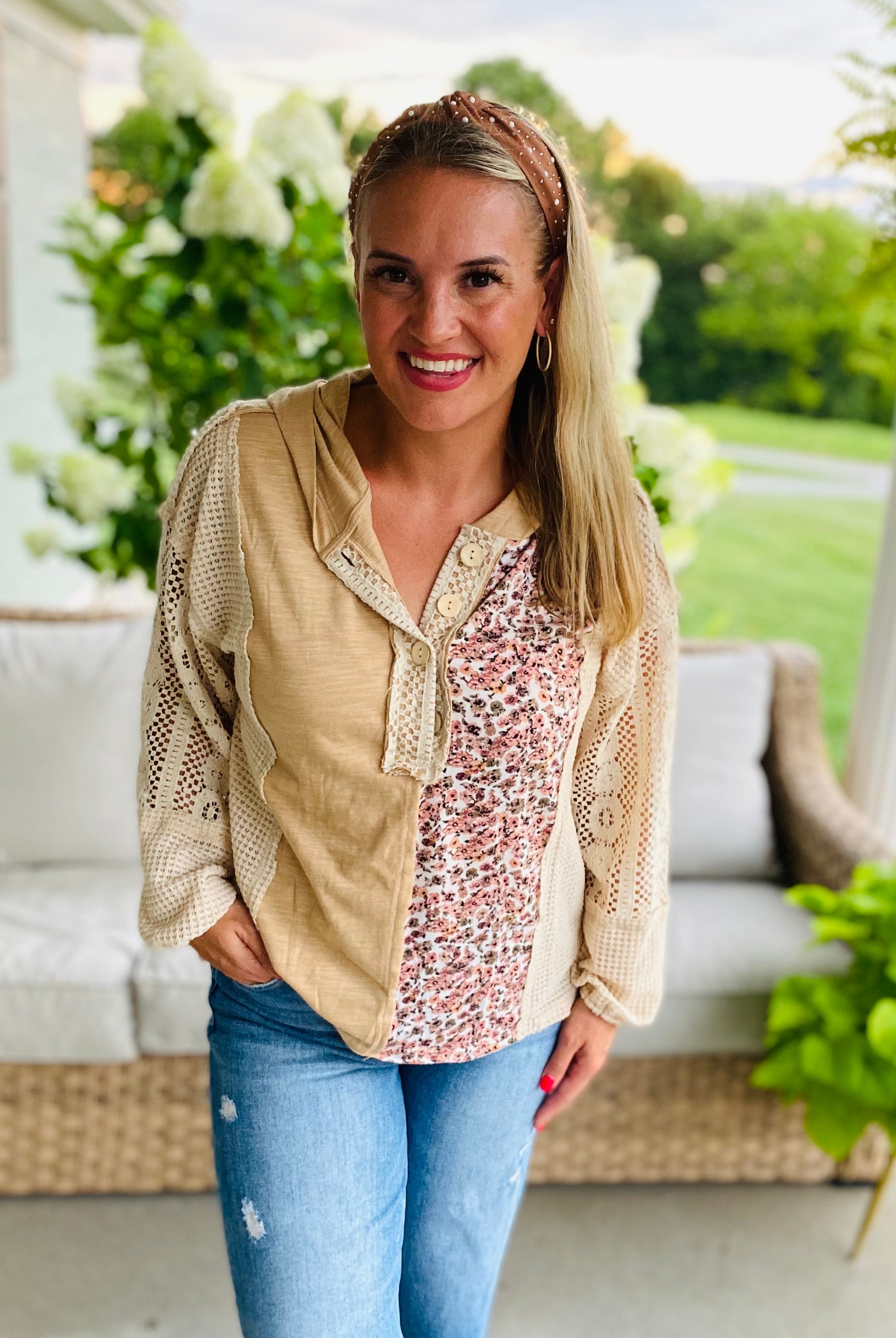 Harvest Lace Hoodie-110 Long Sleeve Top-GIGIO-The Lovely Closet, Women's Fashion Boutique in Alexandria, KY