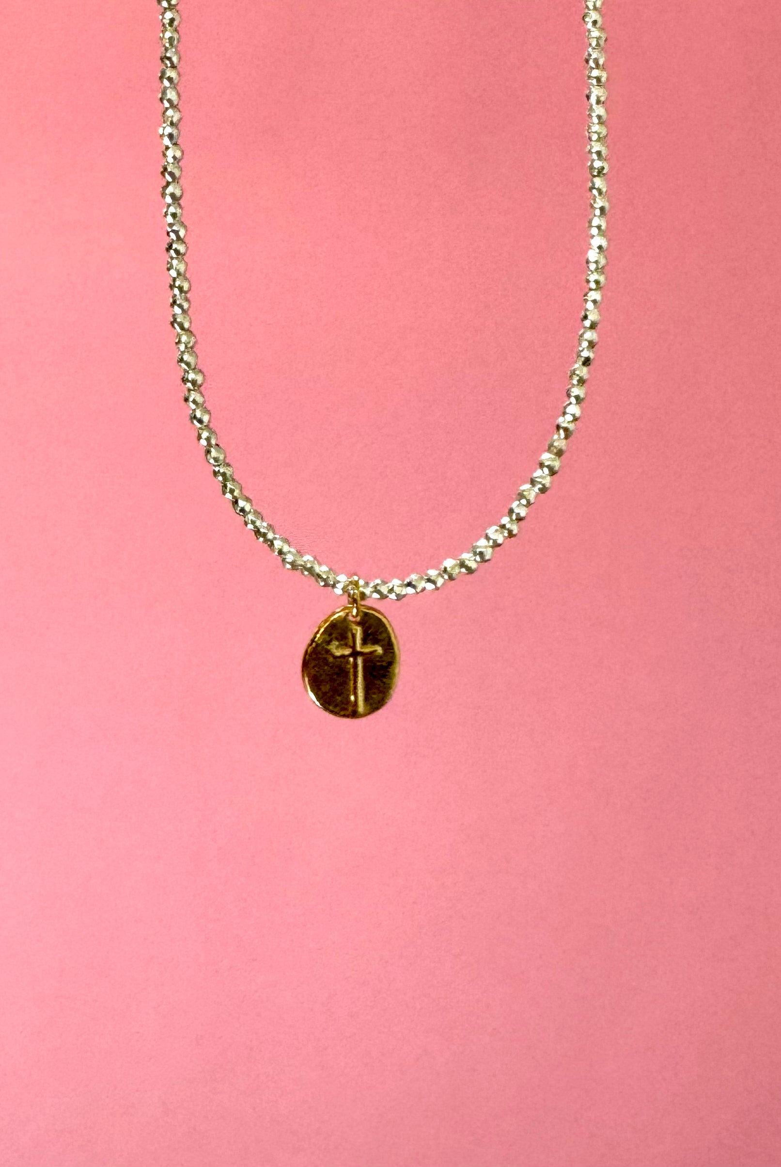 Bright Silver Hematite Choker Inspire Small Gold Charm-260 eNewton-eNewton-The Lovely Closet, Women's Fashion Boutique in Alexandria, KY