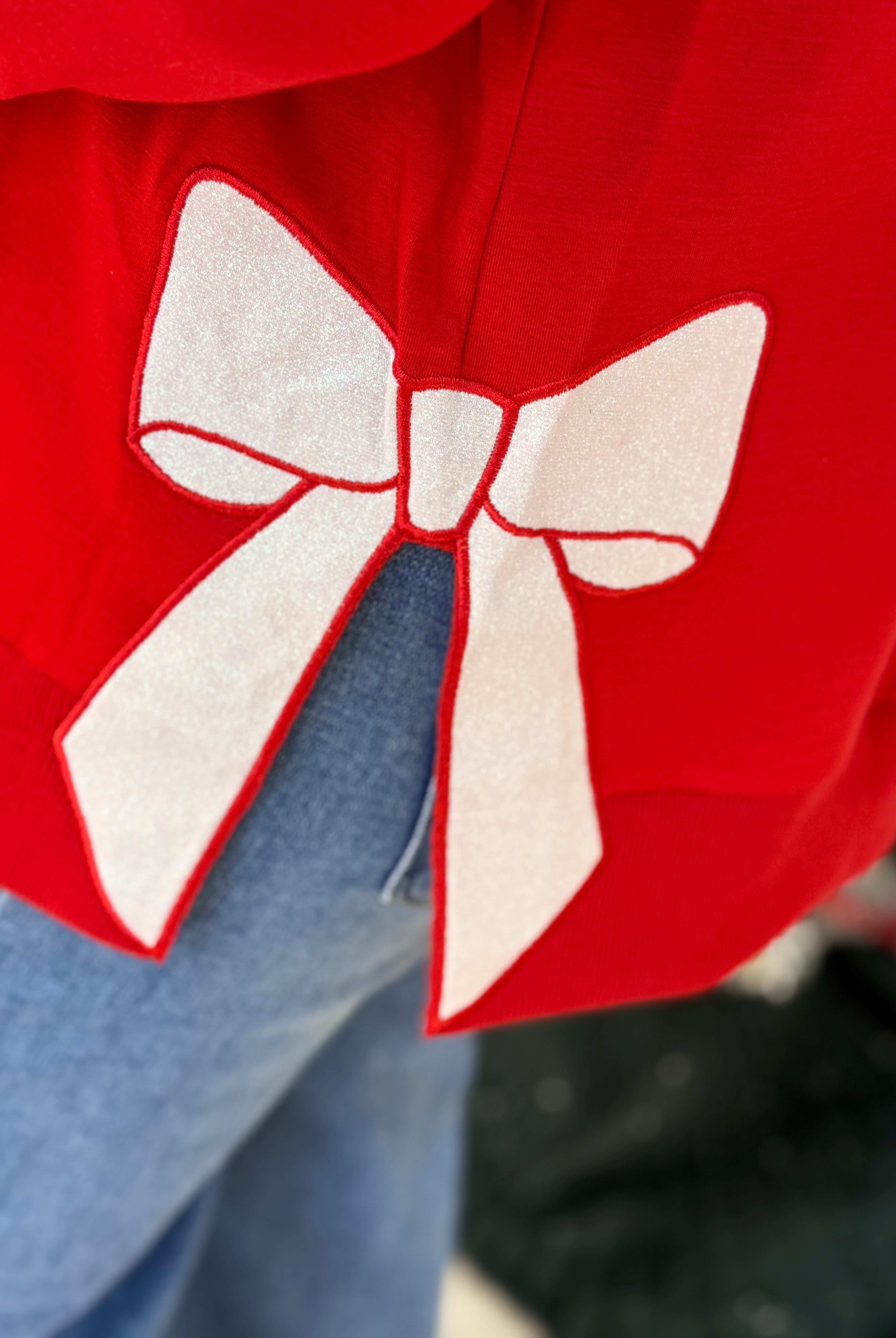 Lakelyn Merry Bow Pullover-150 Sweatshirts-Mary Square-The Lovely Closet, Women's Fashion Boutique in Alexandria, KY