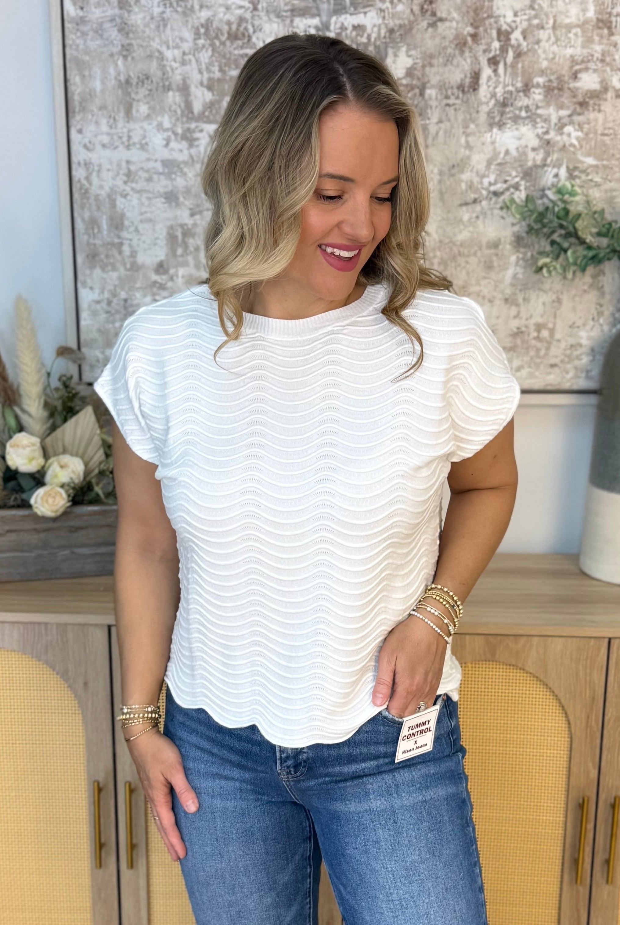 Feeling Refreshed Scalloped Edge Top-100 Short Sleeve Tops-Allie Rose-The Lovely Closet, Women's Fashion Boutique in Alexandria, KY